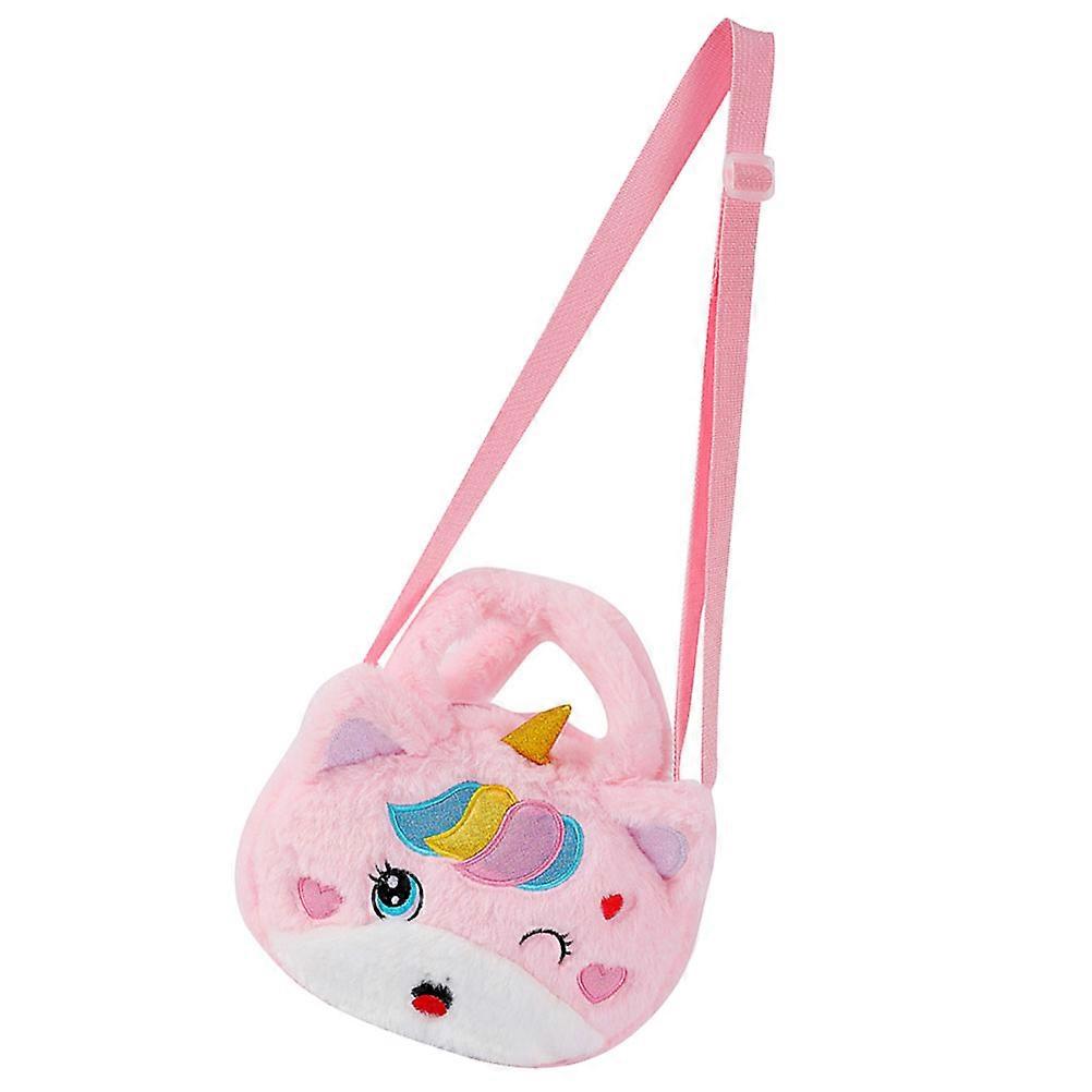 Cartoon Shoulder Bag Unicorn Shape Shoulder Pouch Durable Plush Material