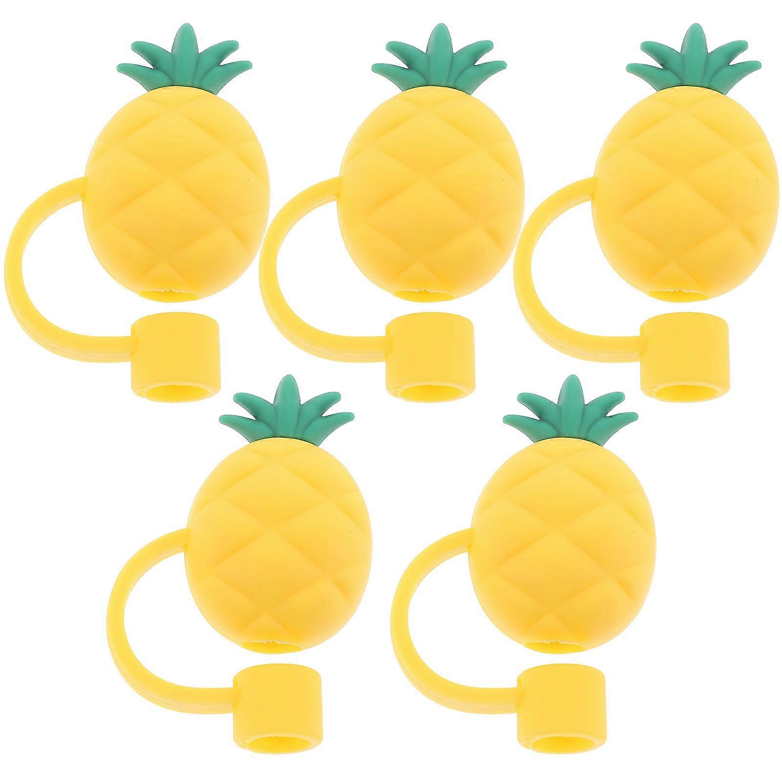Silicone Straw Cover Straw Caps Protective Caps for Drinking Use 5Pcs Yellow