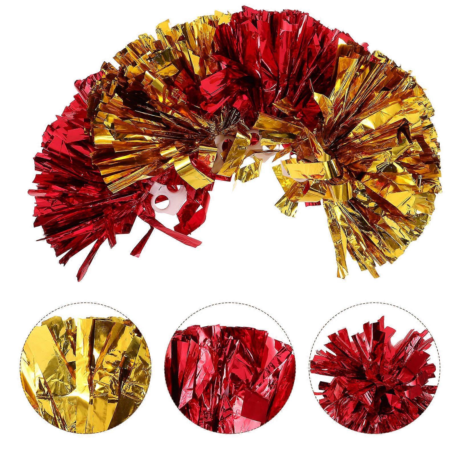 Cheering Hand Flower Cheerleading Pompoms for Cheering Use 8Pcs Metallic