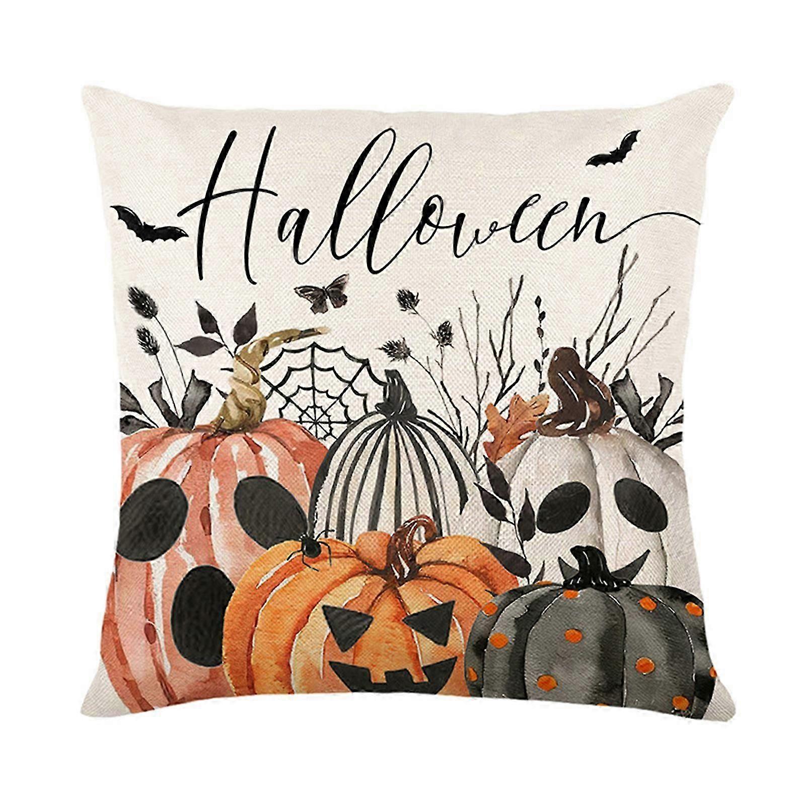 Halloween Pumpkin Throw Pillow Covers Spooky Seasonal Decorative Farmhouse Cushion Cases for Home Decoration