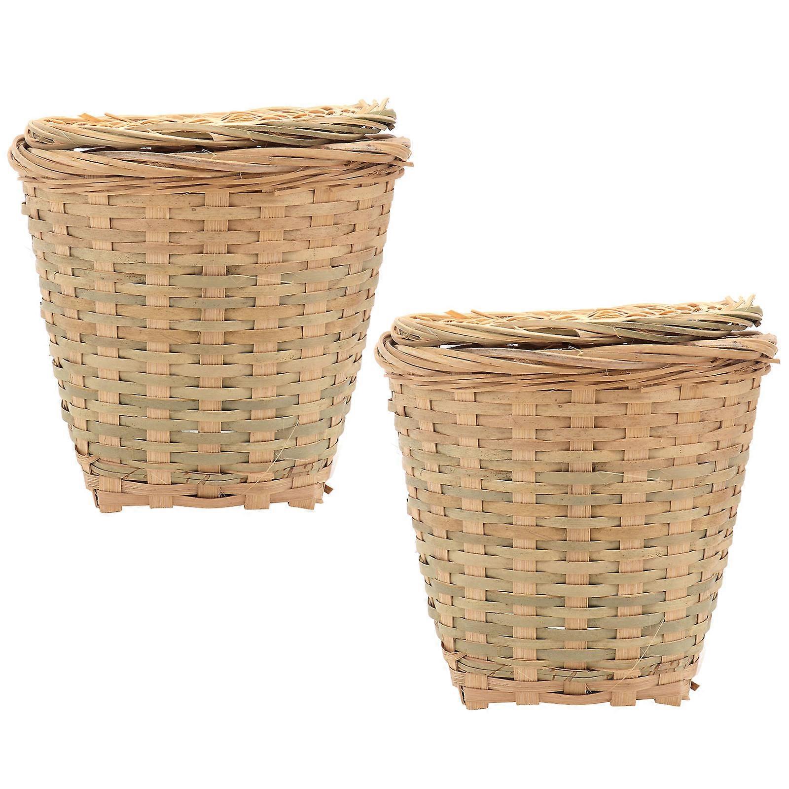 Bamboo Baskets Egg Storage Containers for Household Use 2Pcs Coffee Color