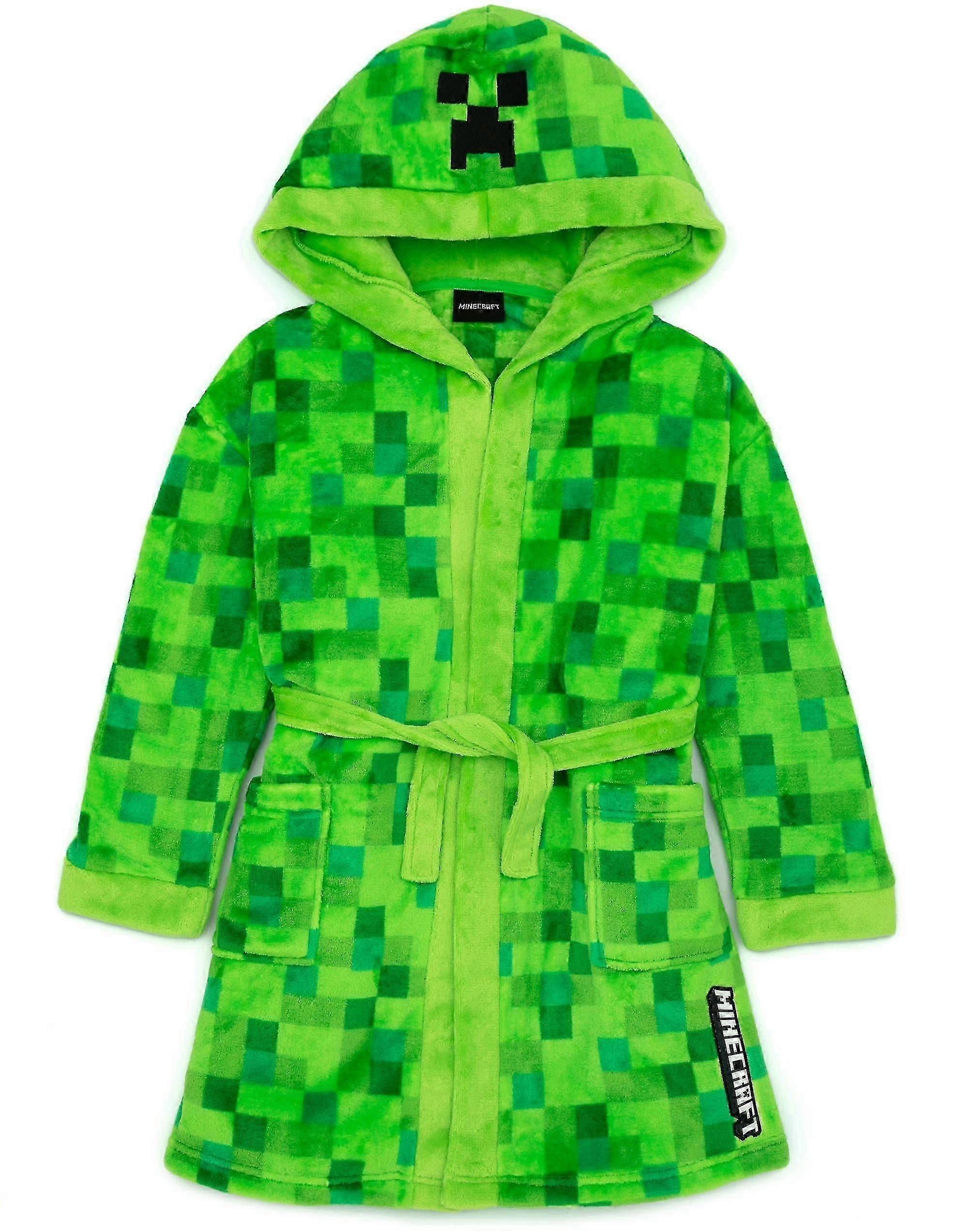 Minecraft Unisex Szlafrok dla dzieci Zielony Pixel Creeper Nowość Drukuj
