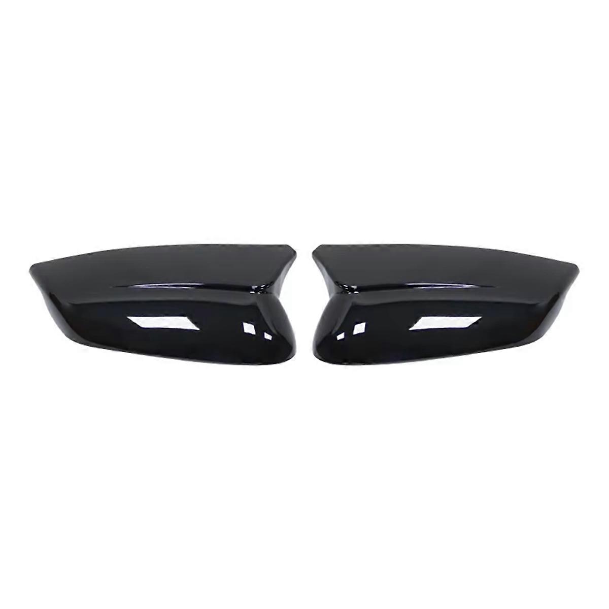 Car Side Wing Mirror Cover Rear View Mirror Shell Caps Bright Black