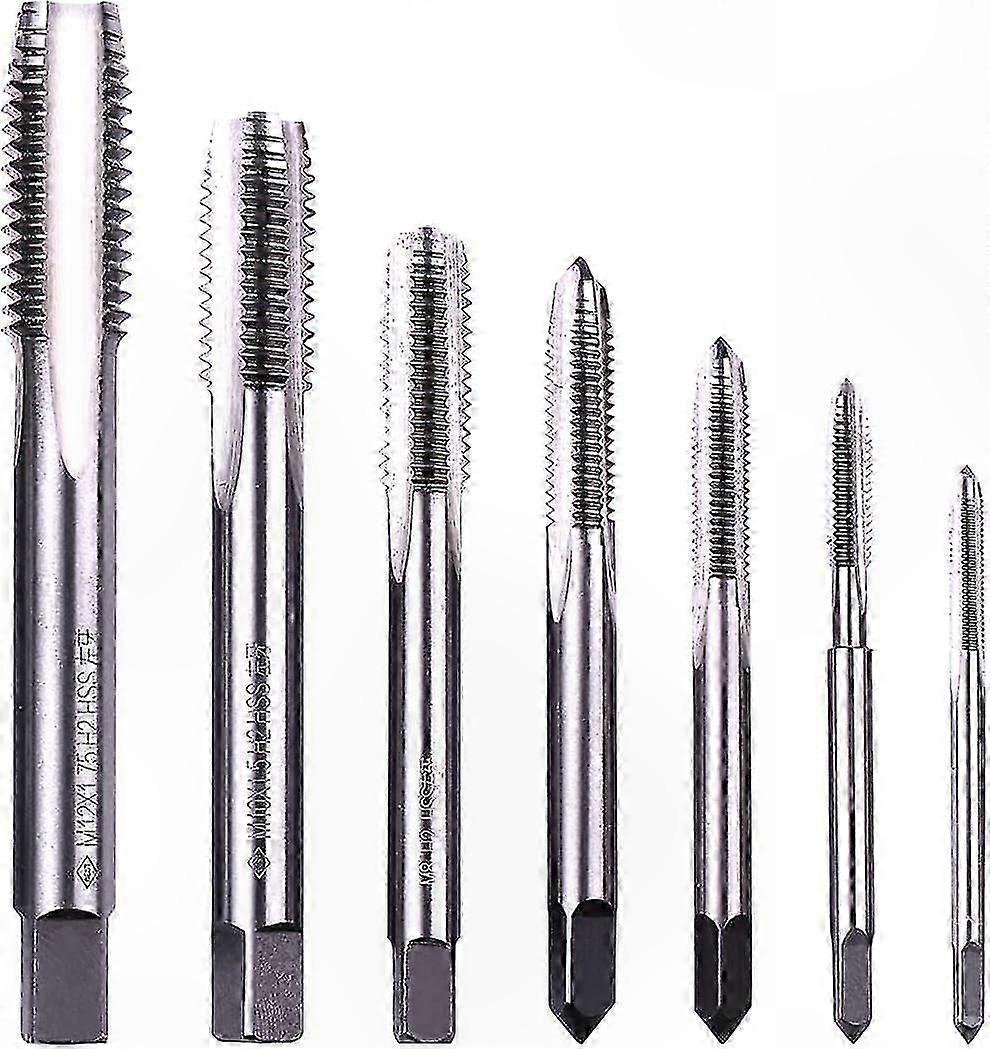 7-Piece Metric HSS Left-Hand Thread Tap Set (M3-M12) - Complete Size Range