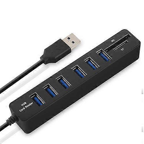USB Splitter High Speed 6 Ports with TF SD Card Reader