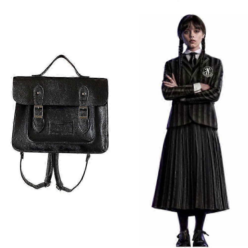 Wednesday Addams Wednesday Ryggsäck Cosplay Student Retro PU Läder Skolväska Axelväska Handväskor Totes