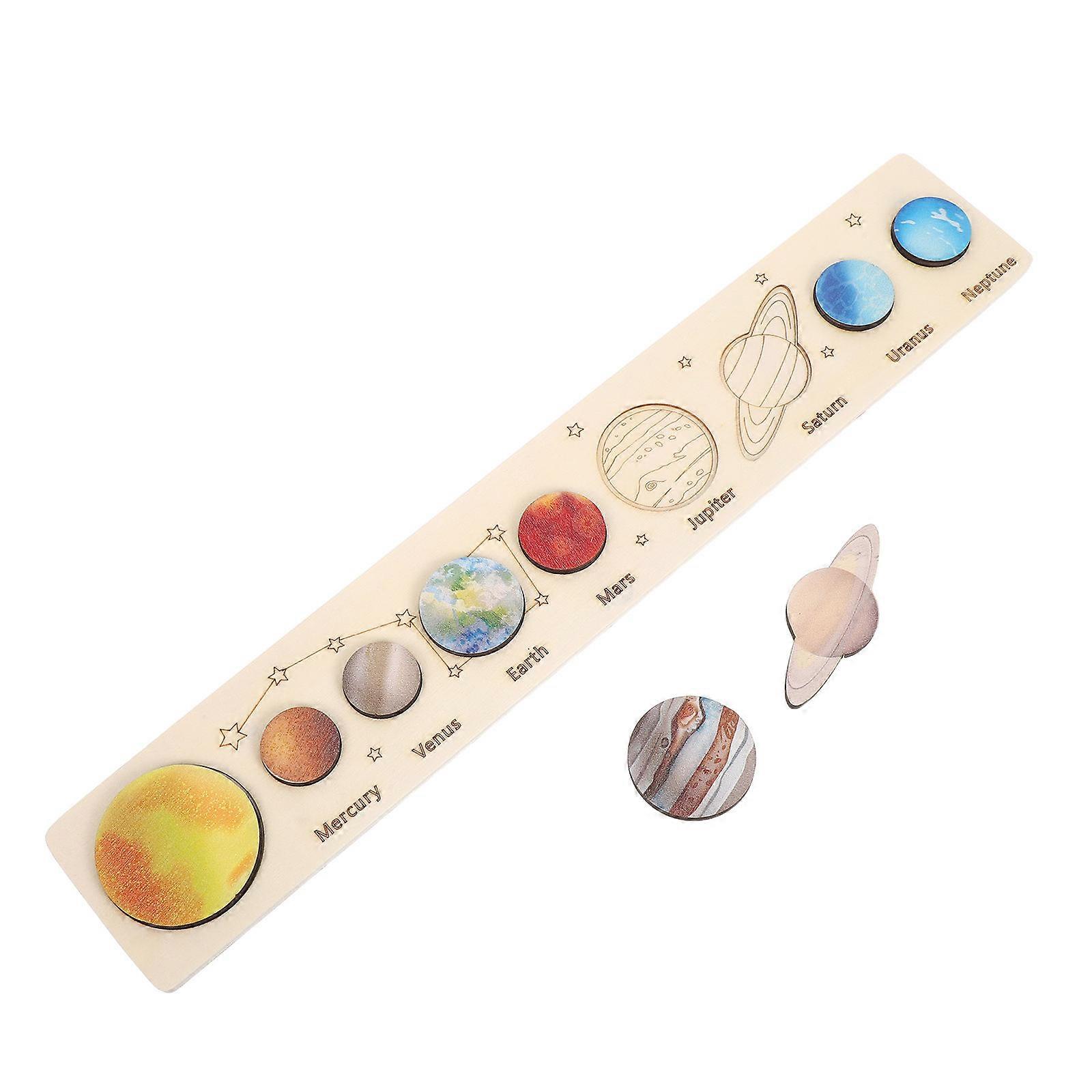 Solar System Puzzle Cognitive Planet Toy for Kids 4Sets Wooden Design