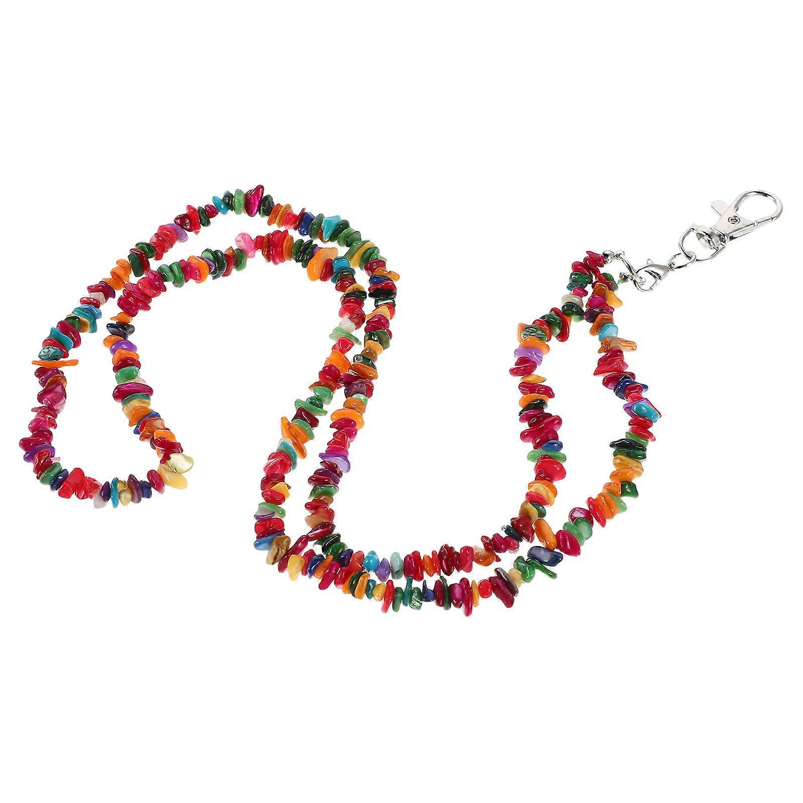 Beaded Necklace Lanyard for Phone and Id Badge Use with 3Pcs Long Chains