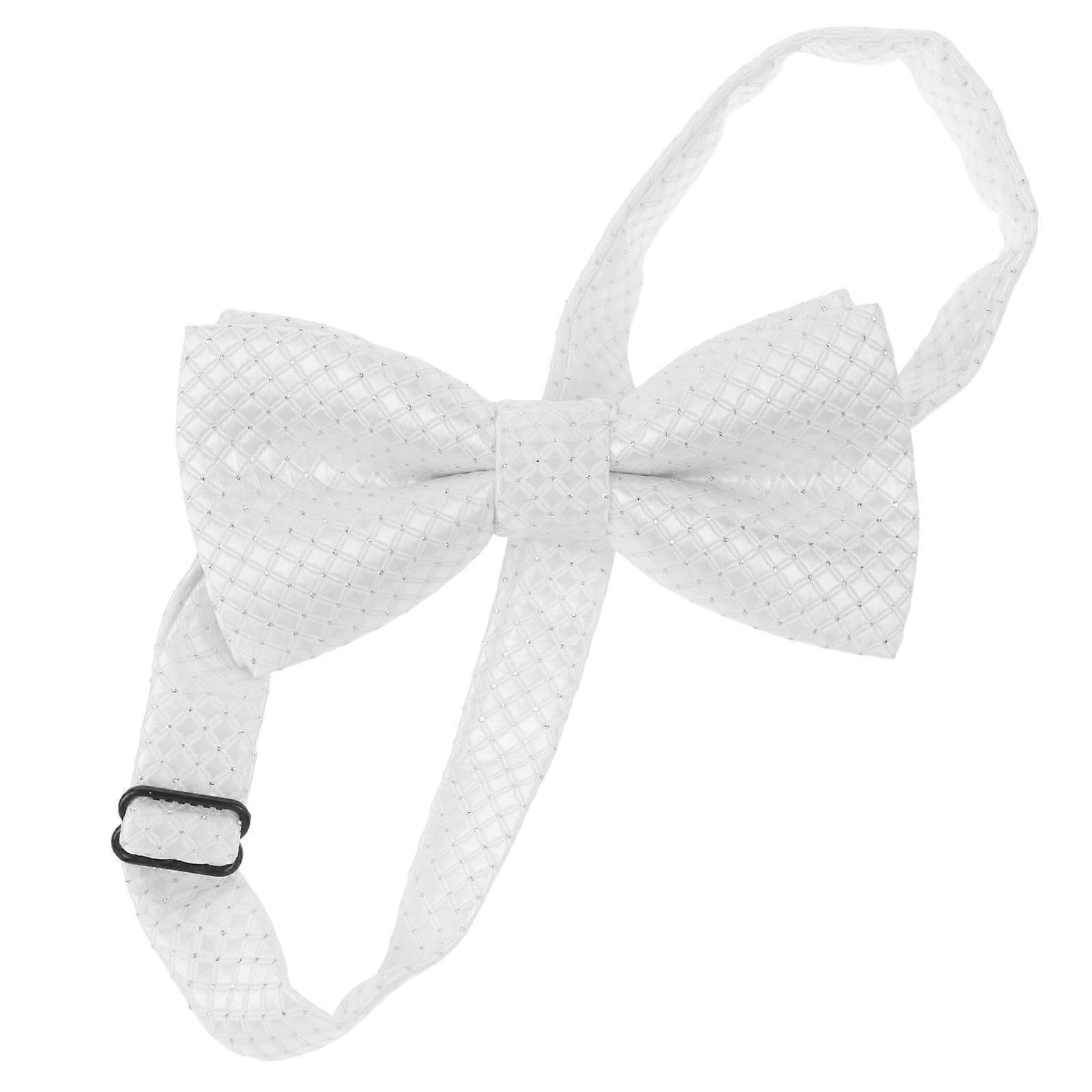 Pre-Tied Kids Bow Tie White Adjustable 2Pcs for Suit and Performance