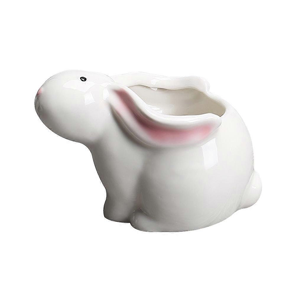 Succulent Basin Ceramic Bunny Shape Design for Succulent 2Pcs White
