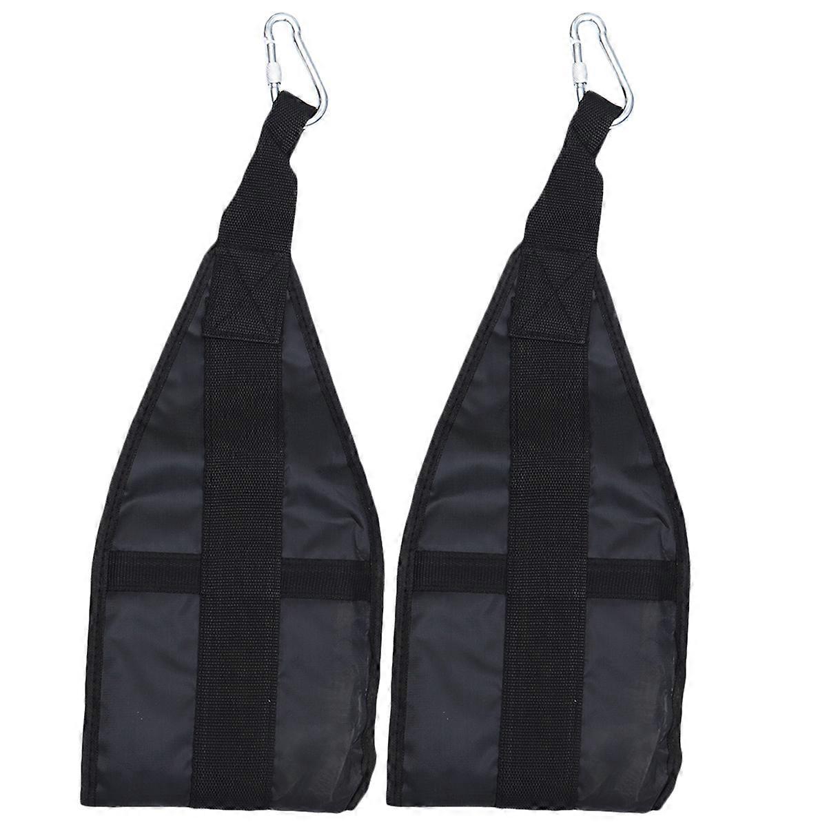 Durable Abdominal Exercise Belts with Long Straps for Powerlifting Fitness Enthusiasts in Black Color with Pull-up Support and 2 Sets