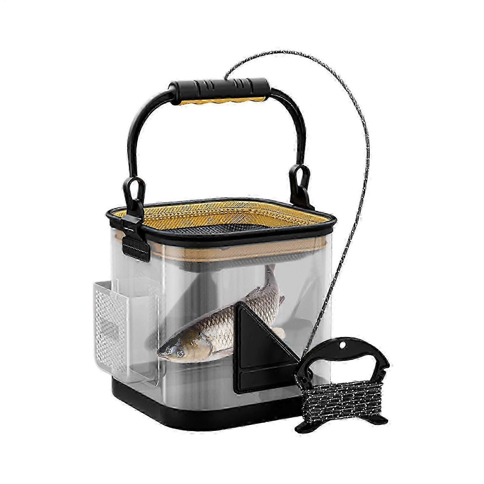 Minnow Bucket, Bait Tank with Handle, 24x22x22cm, Portable for Monitoring Baits