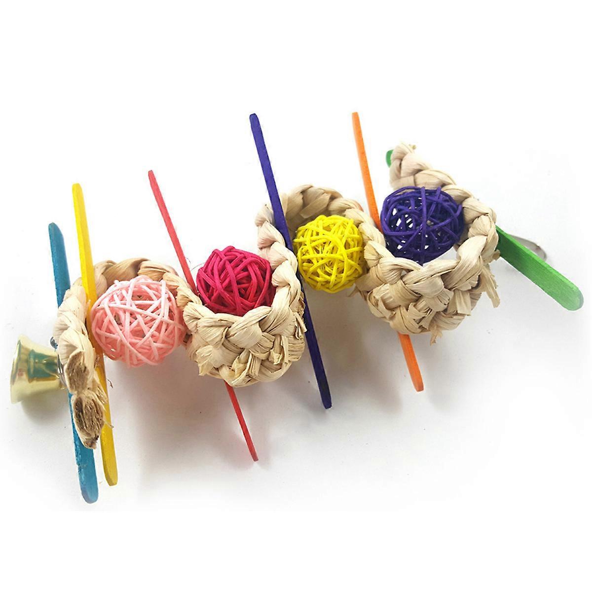 Parrot Rattan Balls Bird Toy for Chewing Fancy Colorful Hanging Ornament