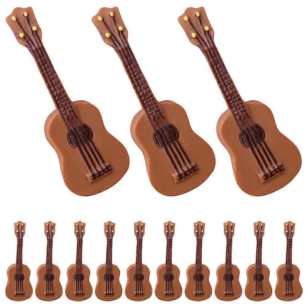 Miniature Decoration Small House Guitar Models 100 Pcs Classical Guitar For Shelf Display Indoor Decor Brown Color Resin