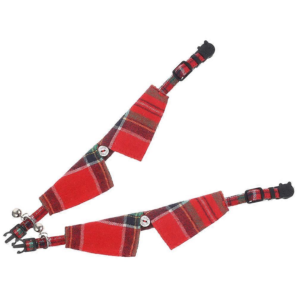 Cat Collar with Bell Adjustable Bow Tie Collar 2Pcs for Pet Comfort