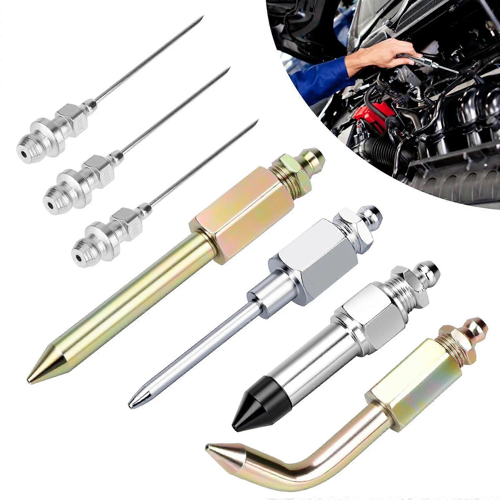 7pcs Grease Gun Accessory Kit Needle Tips Elbow Adapter Dispenser Rubber Nozzle