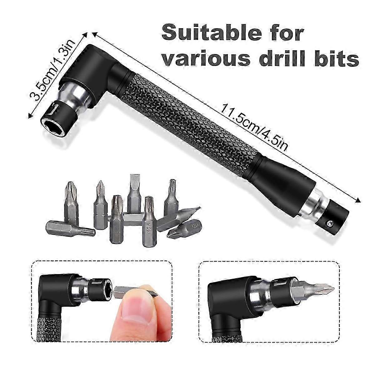 6Pcs Right Angle Drill Attachment Set with Hex Socket Adapters and 105 Angle Drill Adapters