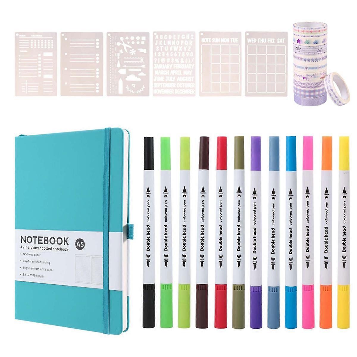 A5 Hardcover Dotted Journal Notebook Numbered Pages Kit blue