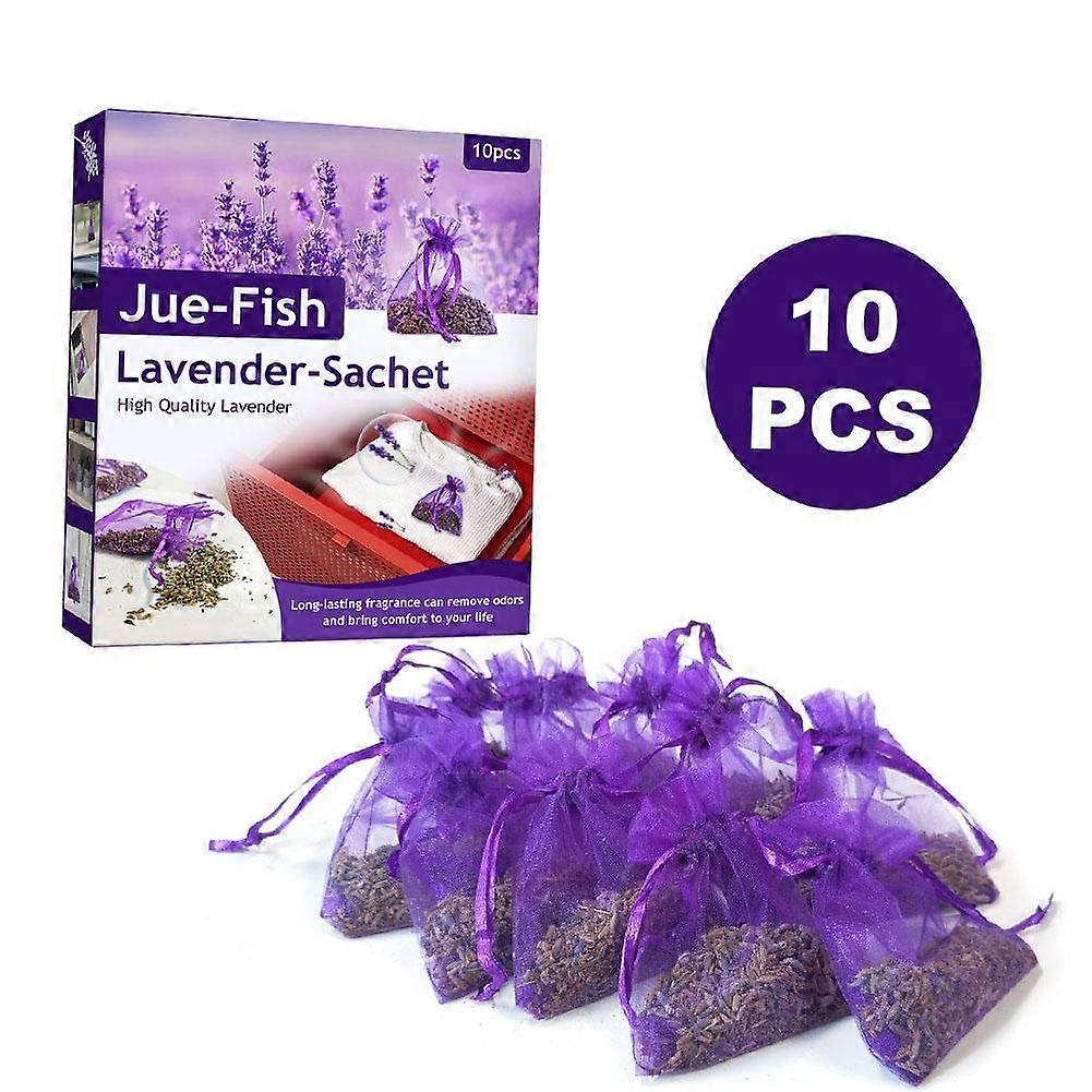 Sachets de lavande naturelle, lot de 10, parfum longue durée, désodorisant pour tiroir de placard, anti-mites, sacs en maille rechargeables