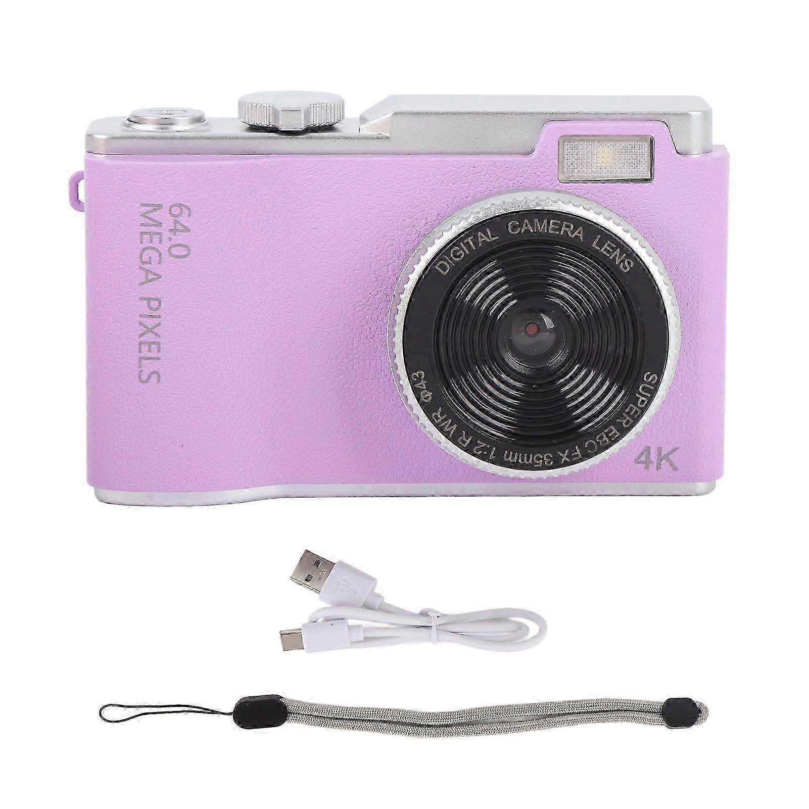 4K 64MP Digital Camera Compact Point and Shoot Camera with 16X Digital Zoom 2.4 Inch IPS Screen Anti Shake Travel Camera for Photography 32GB Memory C