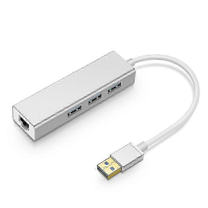 YH-U1009 3 x USB 3.0 + RJ45 to USB 3.0 External Drive-Free HUB for Laptops, Random Color Delivery