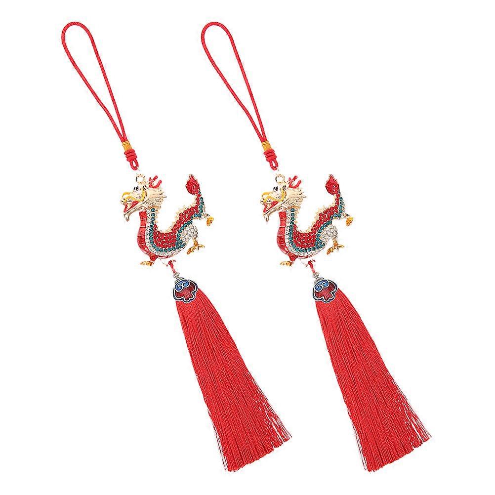 Dragon Pendant Car Decor for Rear View Mirror 8Pcs Chinese New Year Tassel Charm