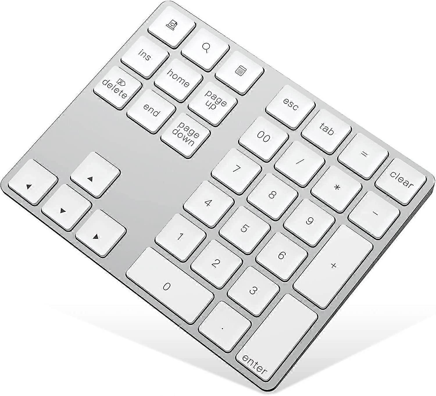 Teclado numérico Bluetooth, teclado numérico recargable de aluminio de 34 teclas SlimEntrada de datos externos compatible con Macbook, Macbook Air / pro, Imac