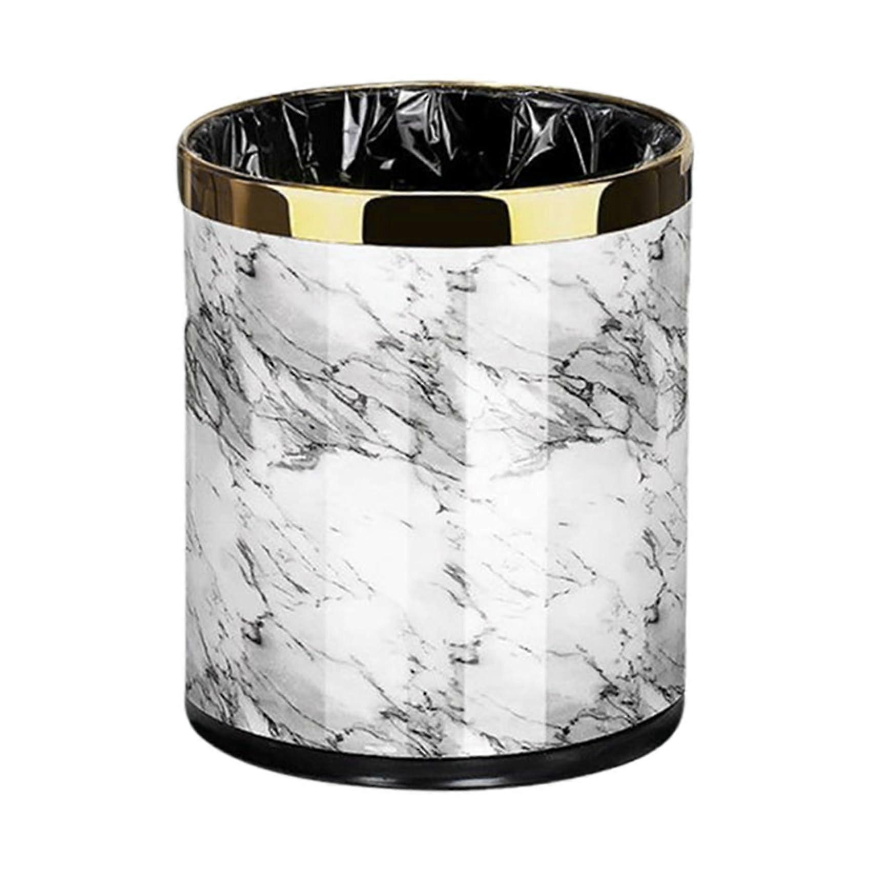 Trash Can Marble Pattern 10L Waste Bin Dustbin For Kitchen Bathroom Living Room