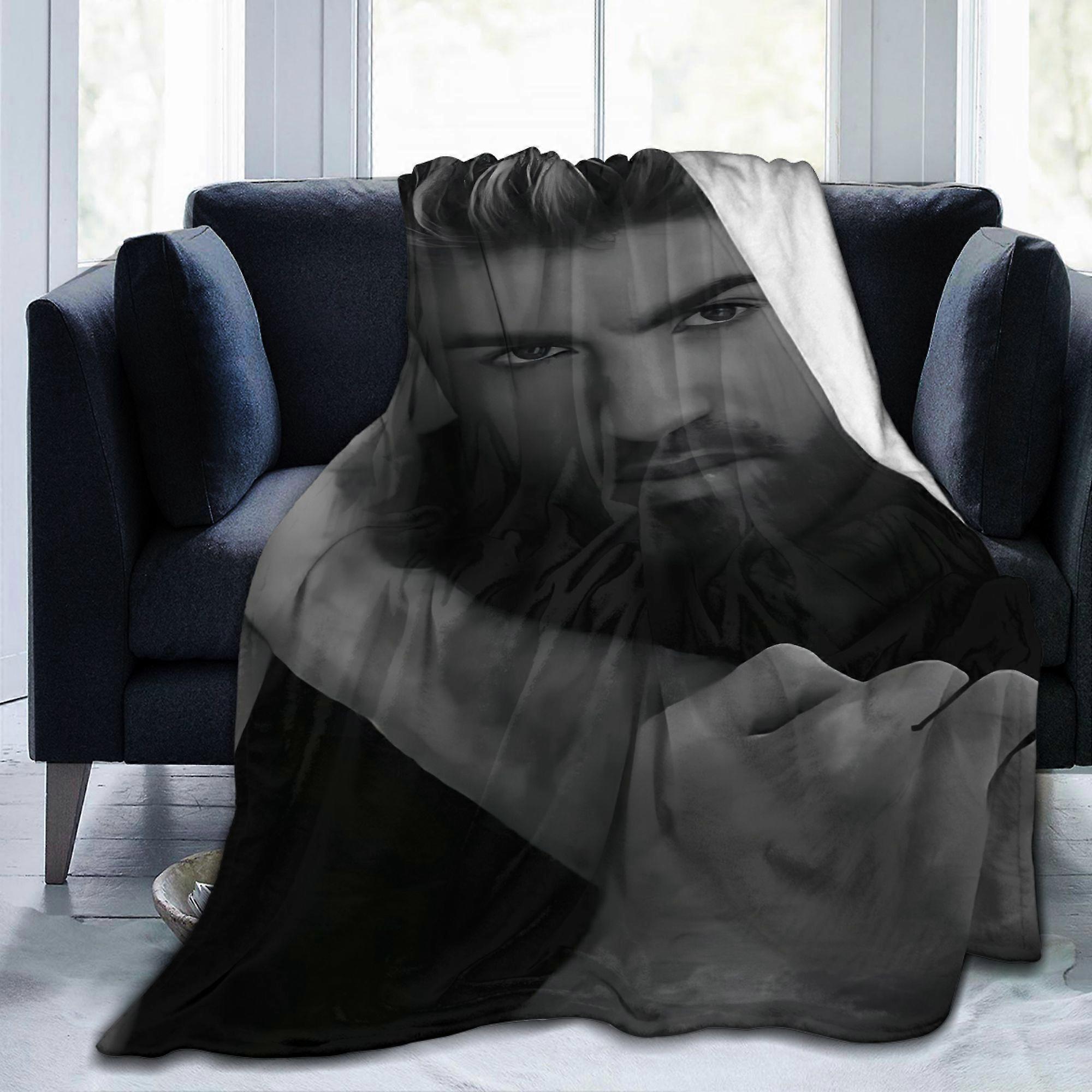 sf375 George Michael Flannel Blanket - Soft All-Season Throw with Artistic Monochrome Print, Premium Light Beige-Friendly Fabric for Home, Office & So