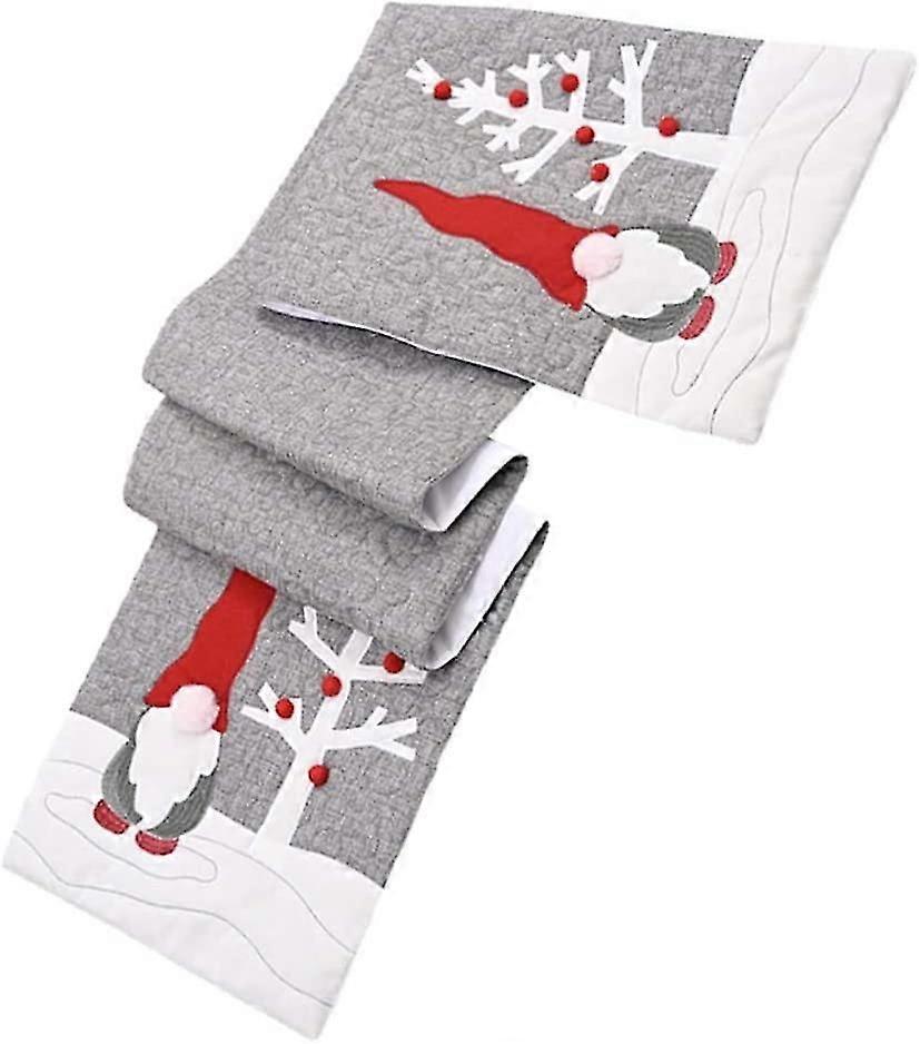 Christmas Table Cover Gnome Doll Pattern Table Runner (grey)