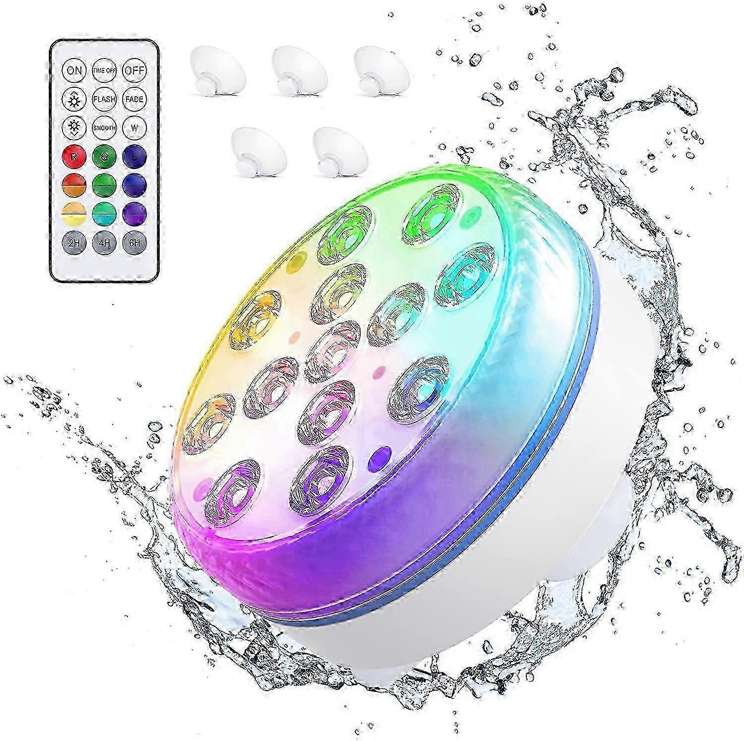 7CM8.5cm13 Lamp Beads 16 Colors RF Remote Control Four Magnets with Suction Cup LED Swimming Pool Diving Lights