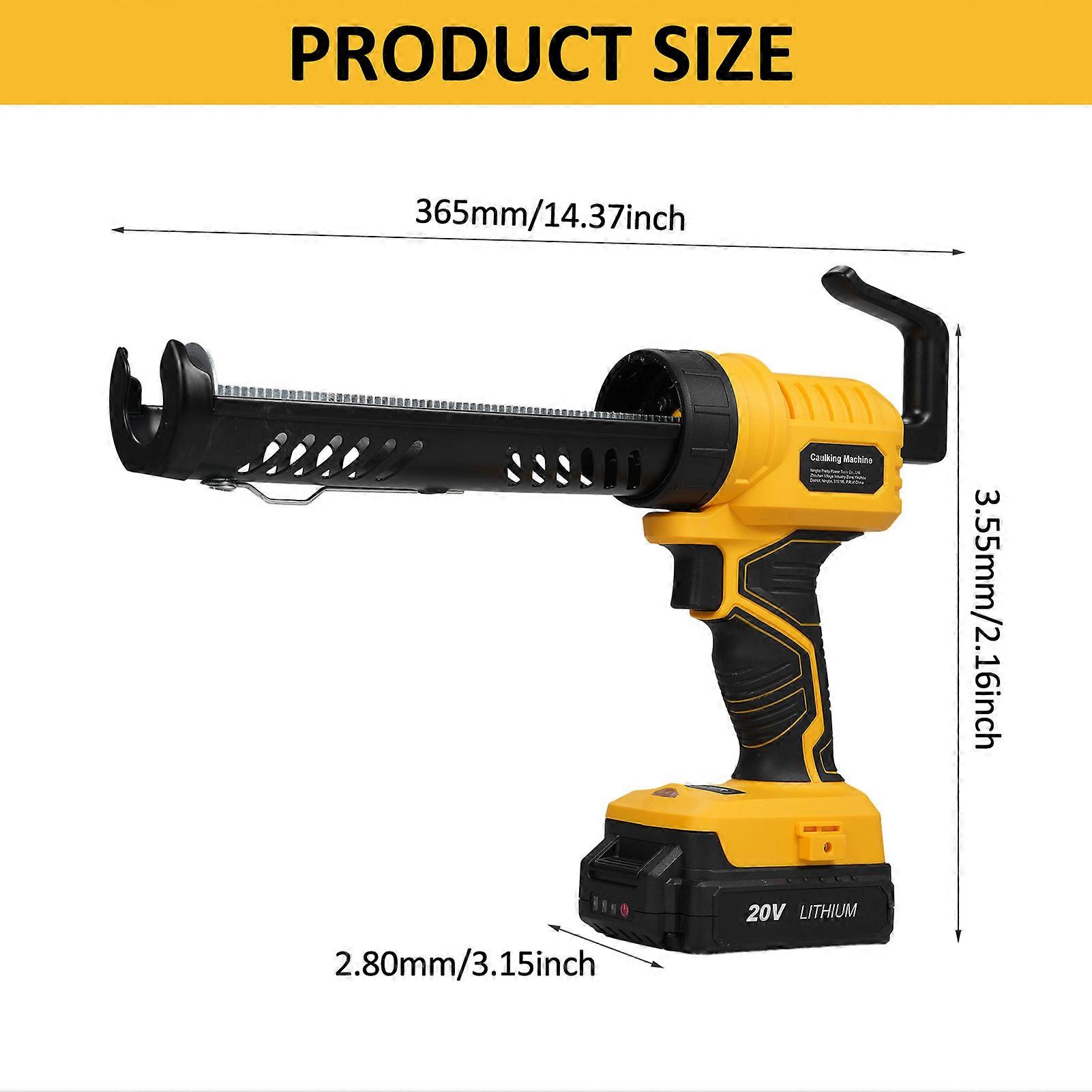 Cordless Caulking Machine 20V Hand-held Cordless Electric Caulking Machine Kit Equipped with 2.0 Ah Battery and Charger LED Light 5 Adjustable Speeds