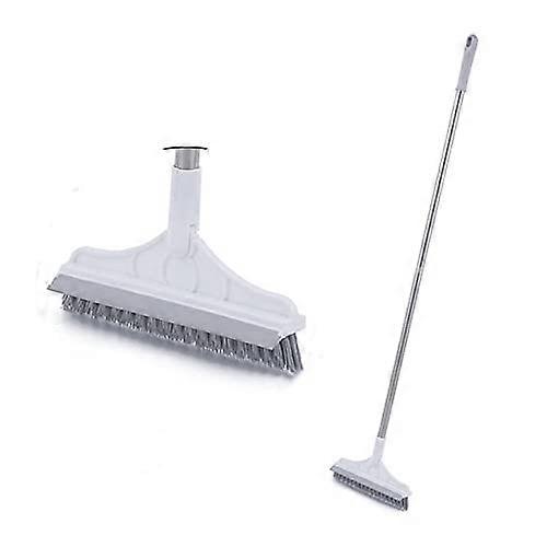 Floor Scrub Brush 2In1 LongHandle Wiper Stiff Bristle Window Squeegee Floor Mop White