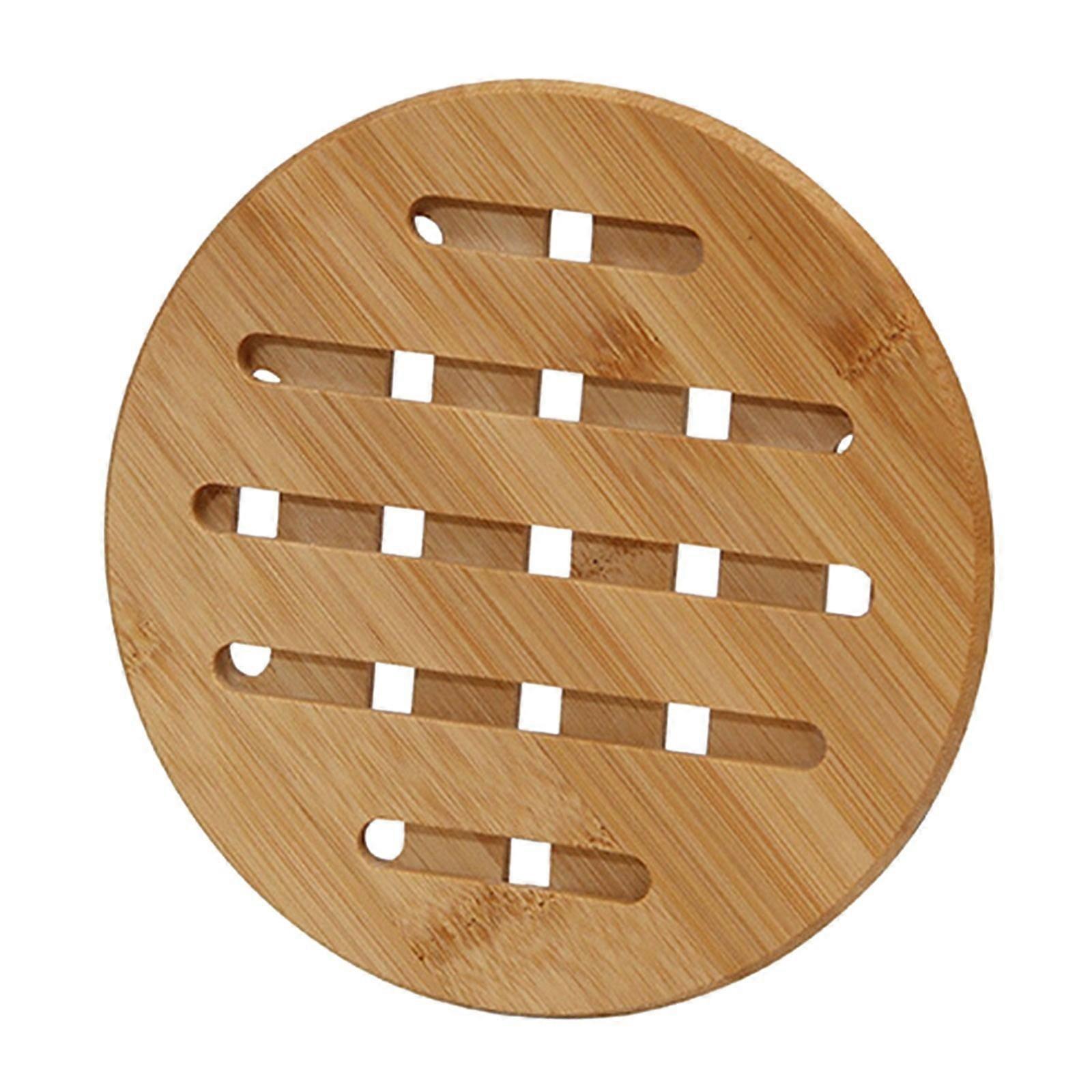 Creative Thickened Bamboo Insulation Mat, Round M 18cm - 1pc Table & Pot Mat, Compatible with Dining Tables