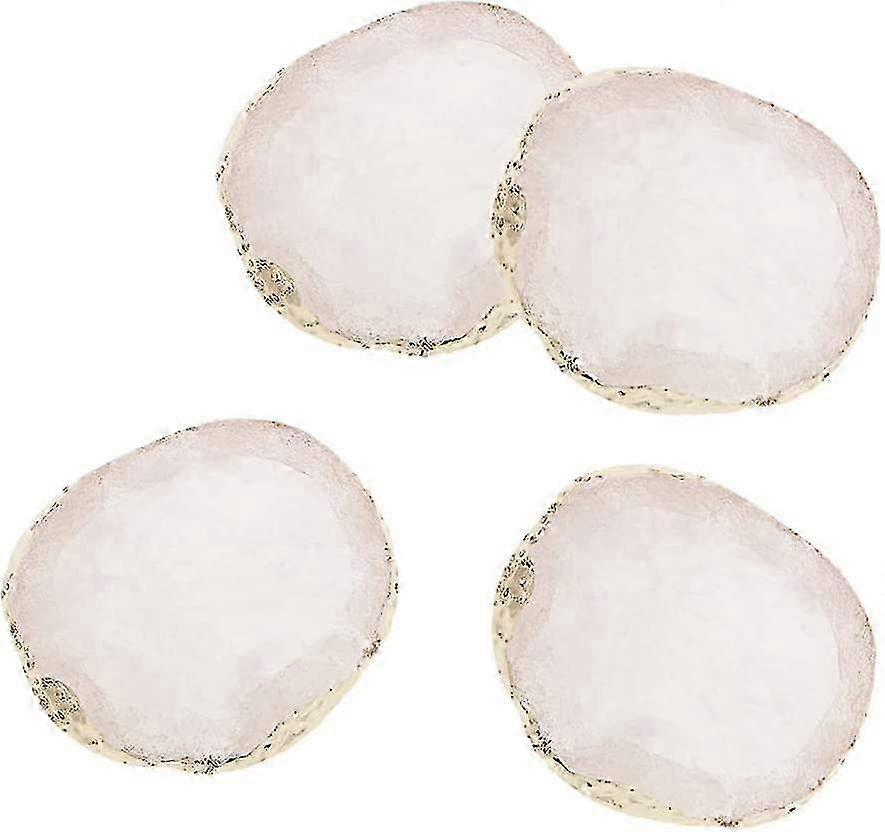 White Agate Style Coasters for Drinks and Nail Art - Gold Trim