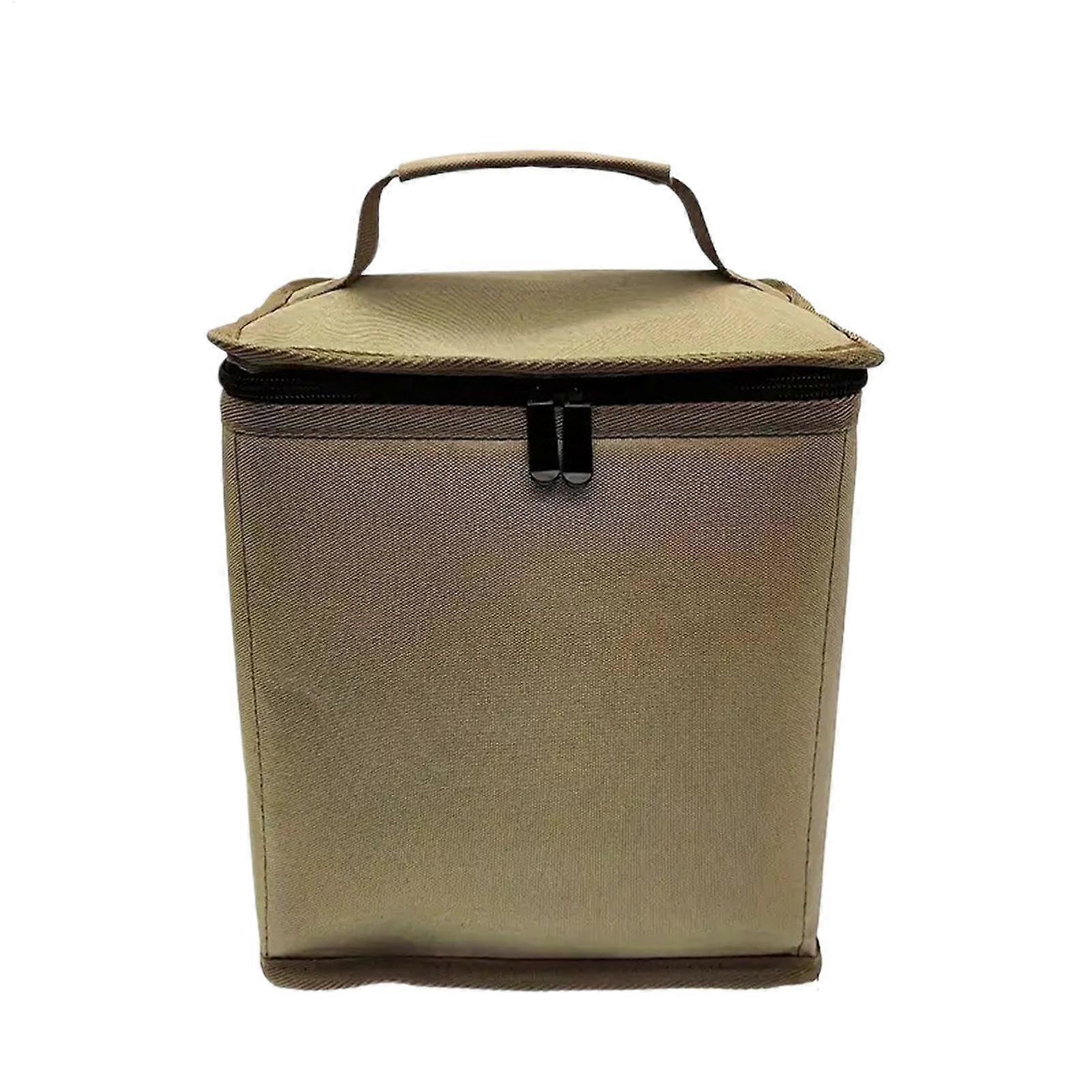 Camping Storage Bin With Handles  Stacked Compartment Organizer In Khaki For Picnic, Garage