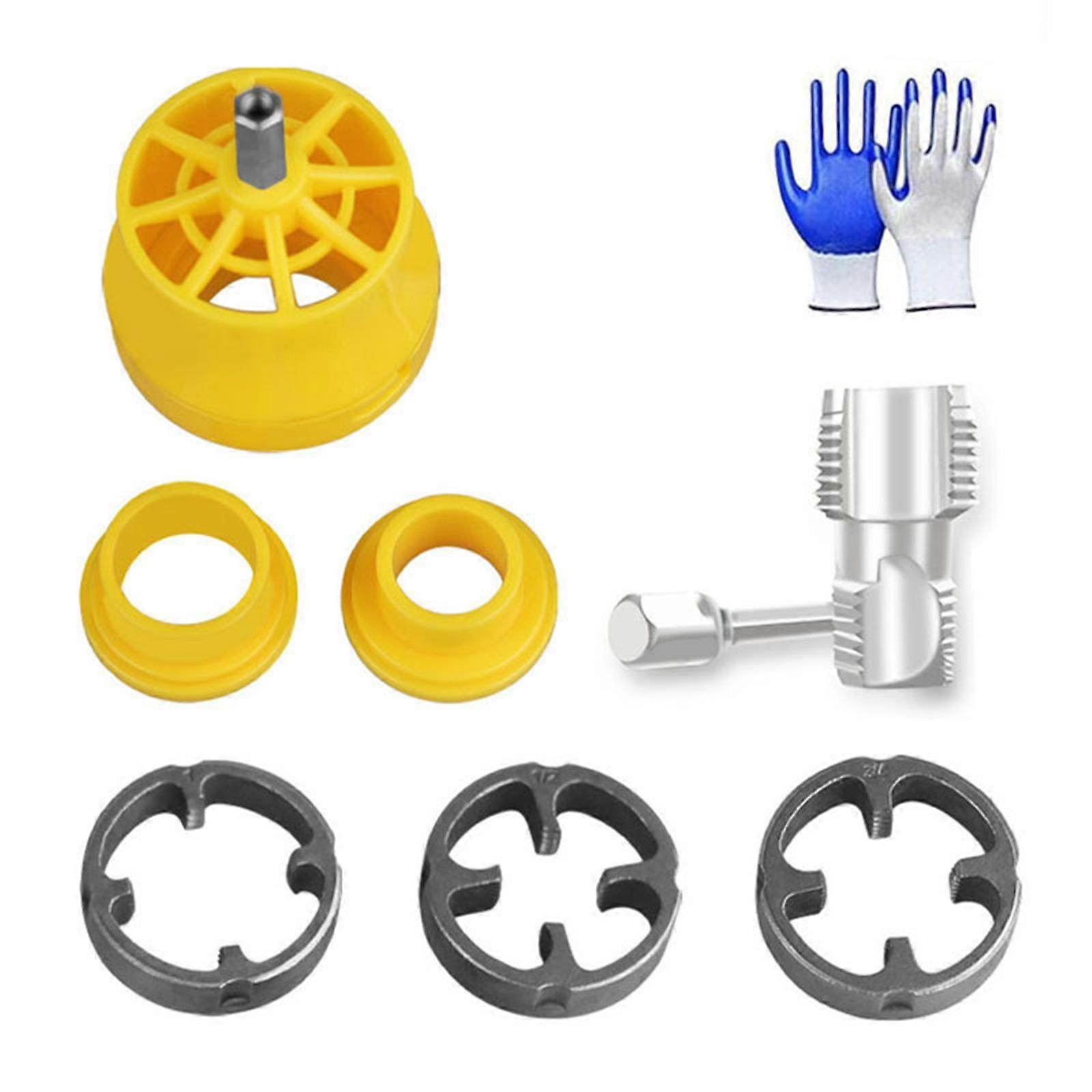 PVC Pipe Threader Kit With 1/2inch 3/4inch Dies Electric Drill Attachment For Plastic Pipe Thread Making Tool Set Multicolor