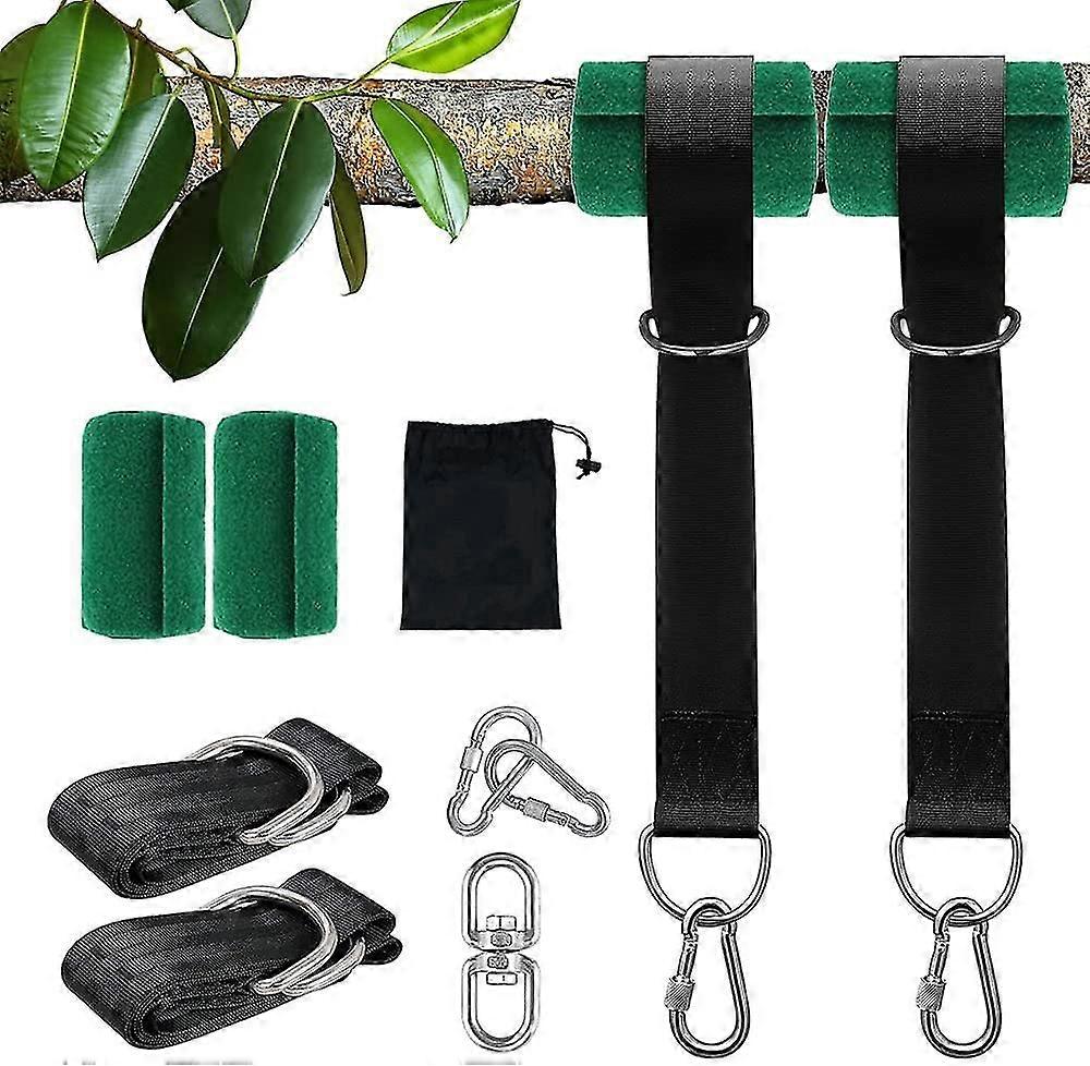Tree Swing Hanging Straps Kit 2x5ft Heavy Duty Swing Hanger With Carabiners, Tree Protectors And Swivel Hook