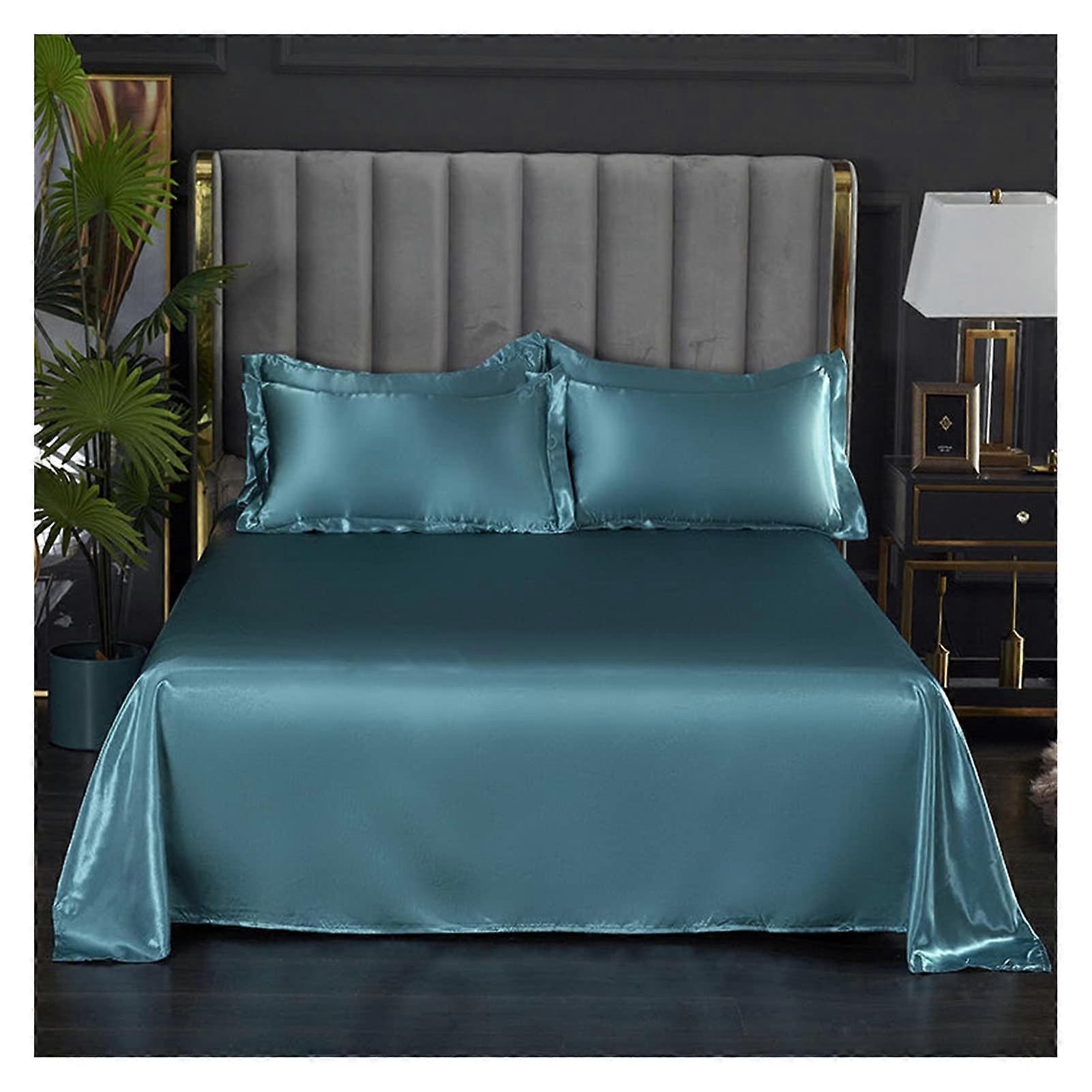 Ice Silk Bed Sheet 1Pc Flat Sheet For Summer Cooling Ice Cool Fabric Satin Smooth 170x230cm 66x90in