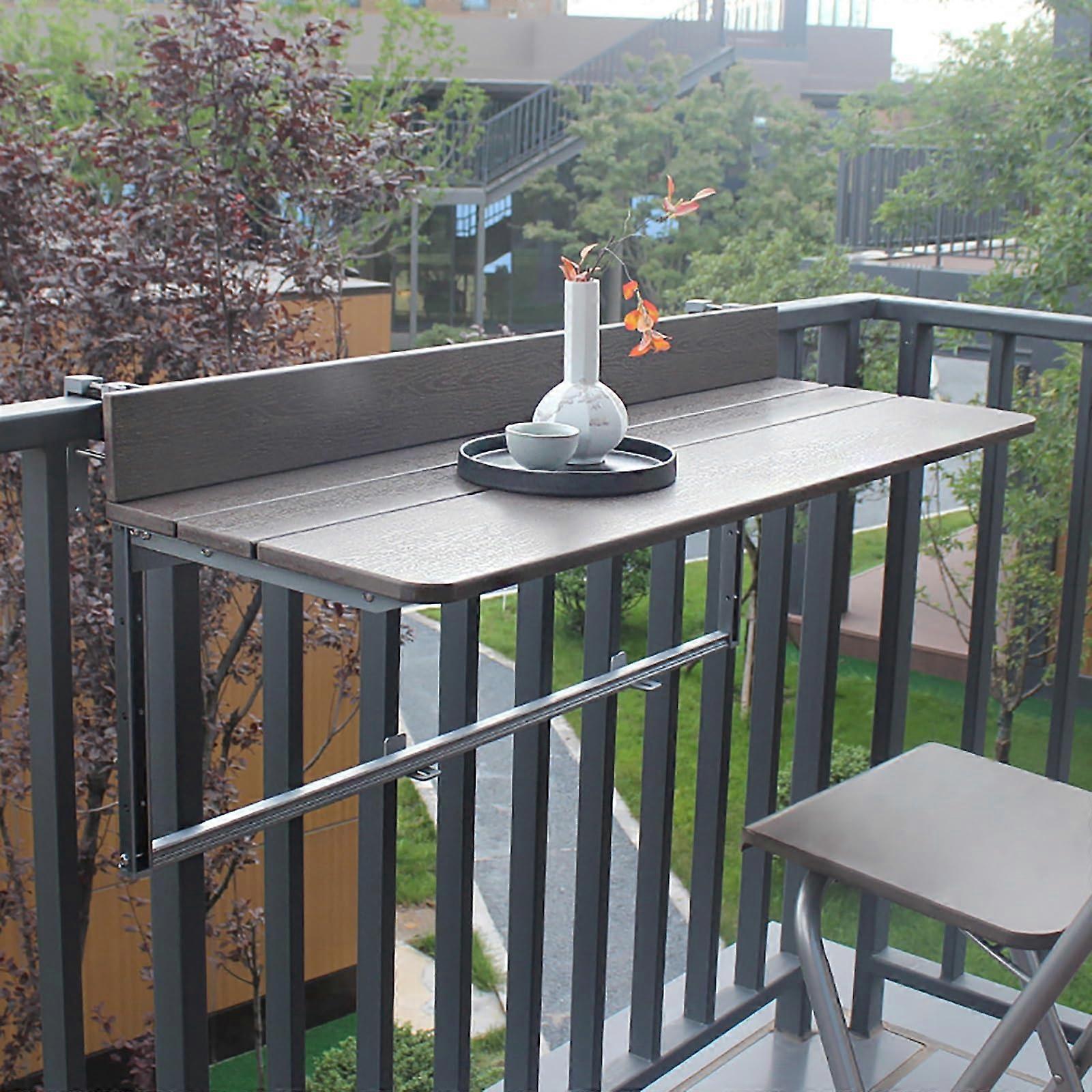 Balcony Hanging Table Aluminium Folding Railing Desk for Patio Deck 100x37cm Fits 14.2in Rails