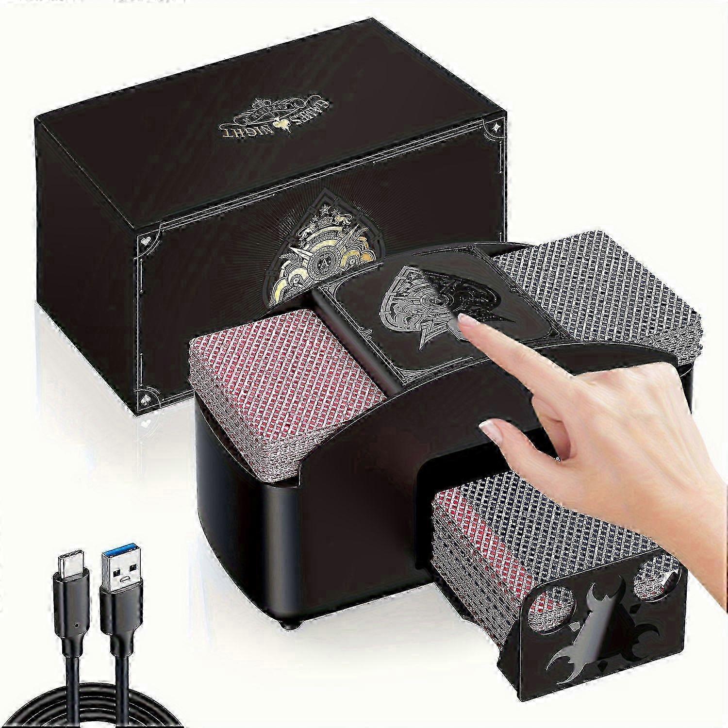 One Click Start Automatic Electric Card Shuffler 1-2 Deck Playing Cards Shuffer Machine for Blackjac