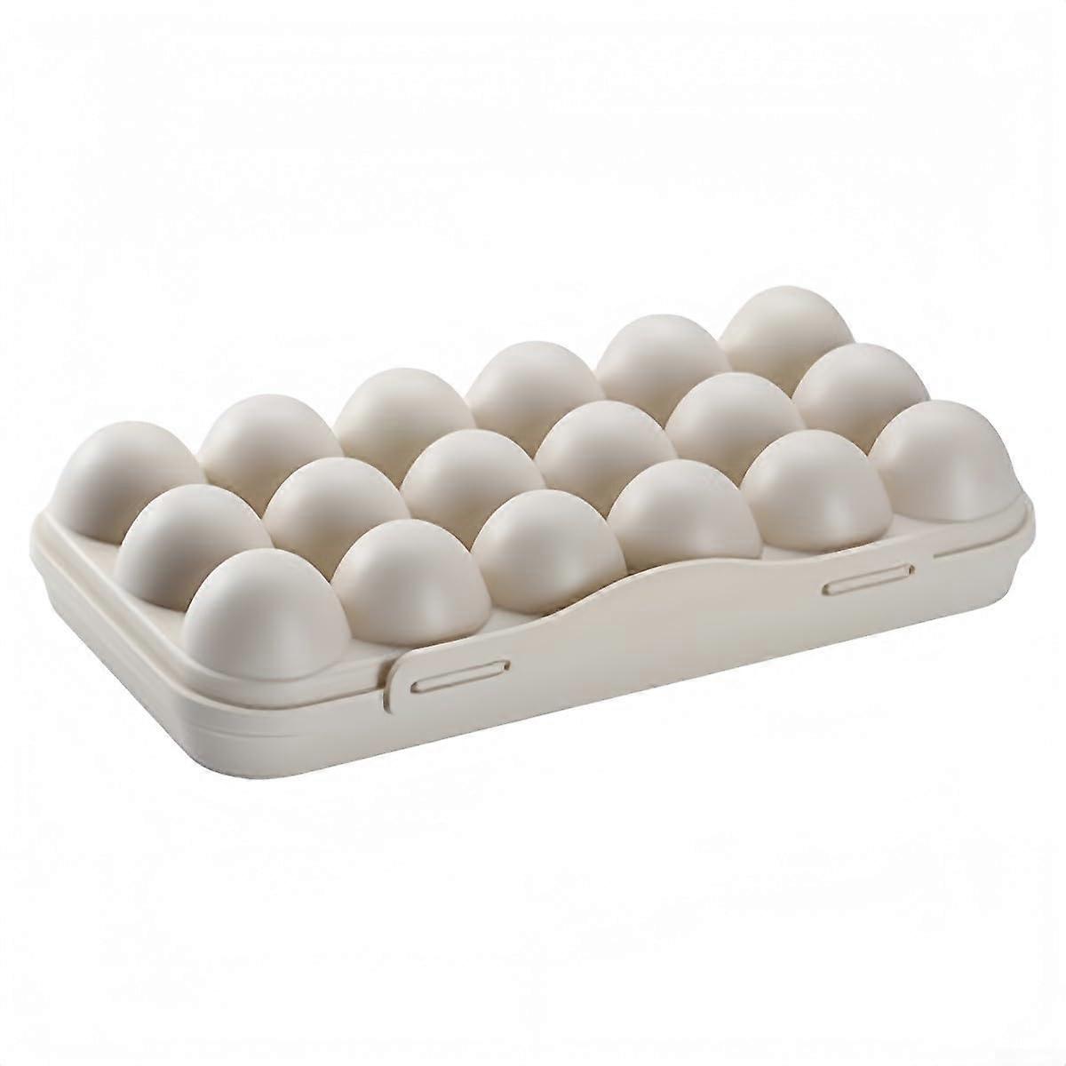 Plastic Egg Storage Box 18 Grids Portable Egg Protector Case Tray For Camping And Hiking Beige CrushResistant