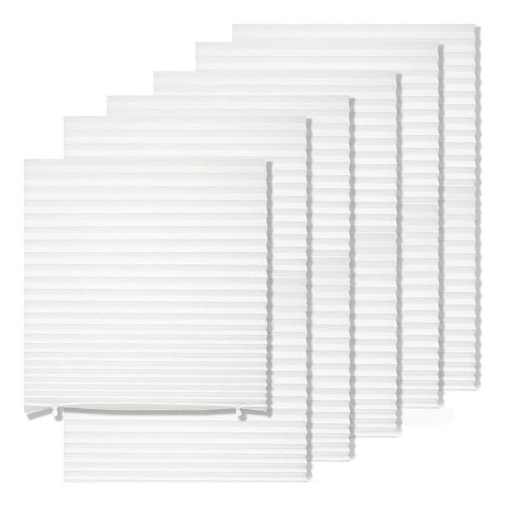 Easy Install Temporary Blackout Paper Shades, 6 Pack Pleated Blinds with Adhesive, No Tools Required (36" W X 72" H)
