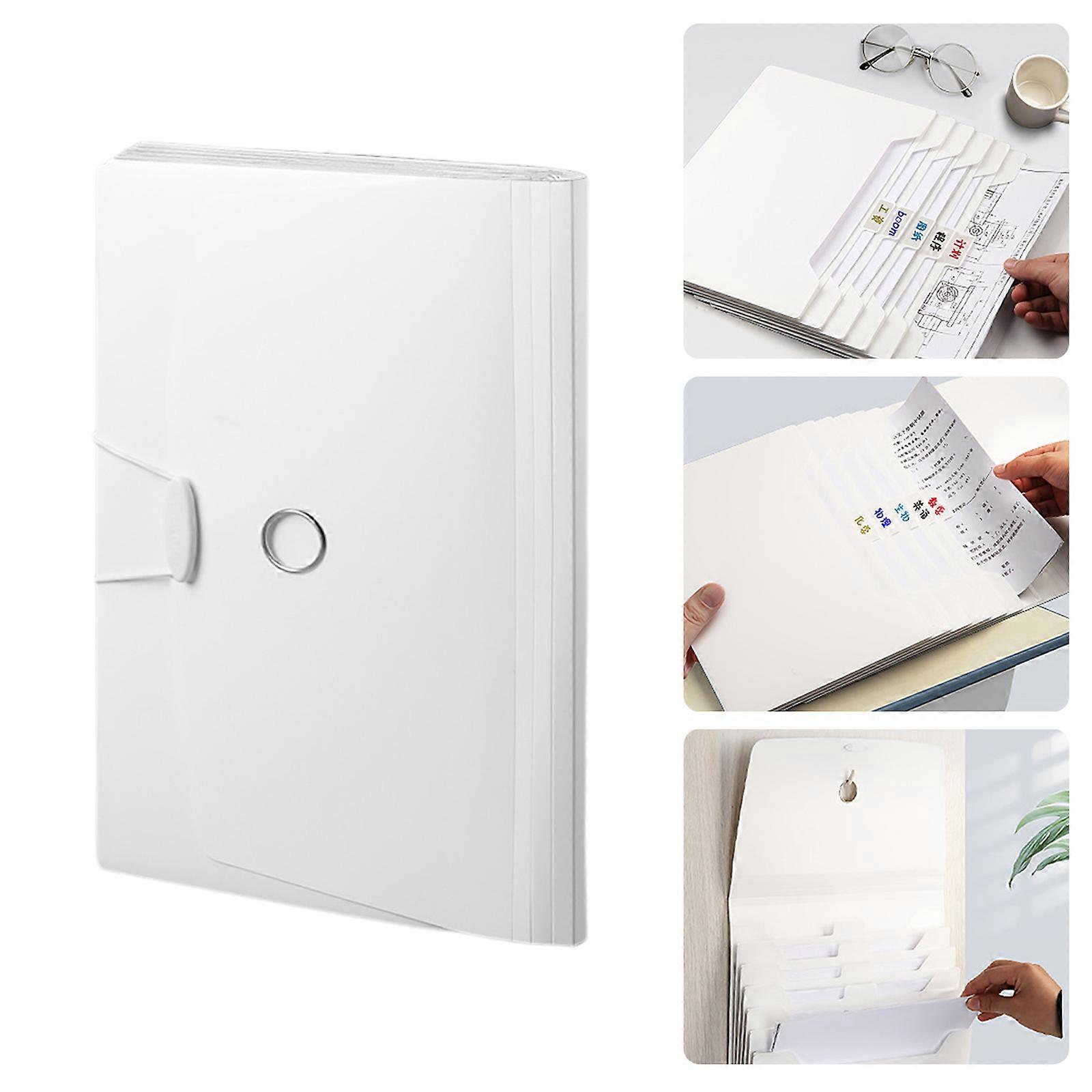 Letter Size File Folder Elastic String Closure Expandable Accordion Folder Wall Document Organizer Folder for Office  White