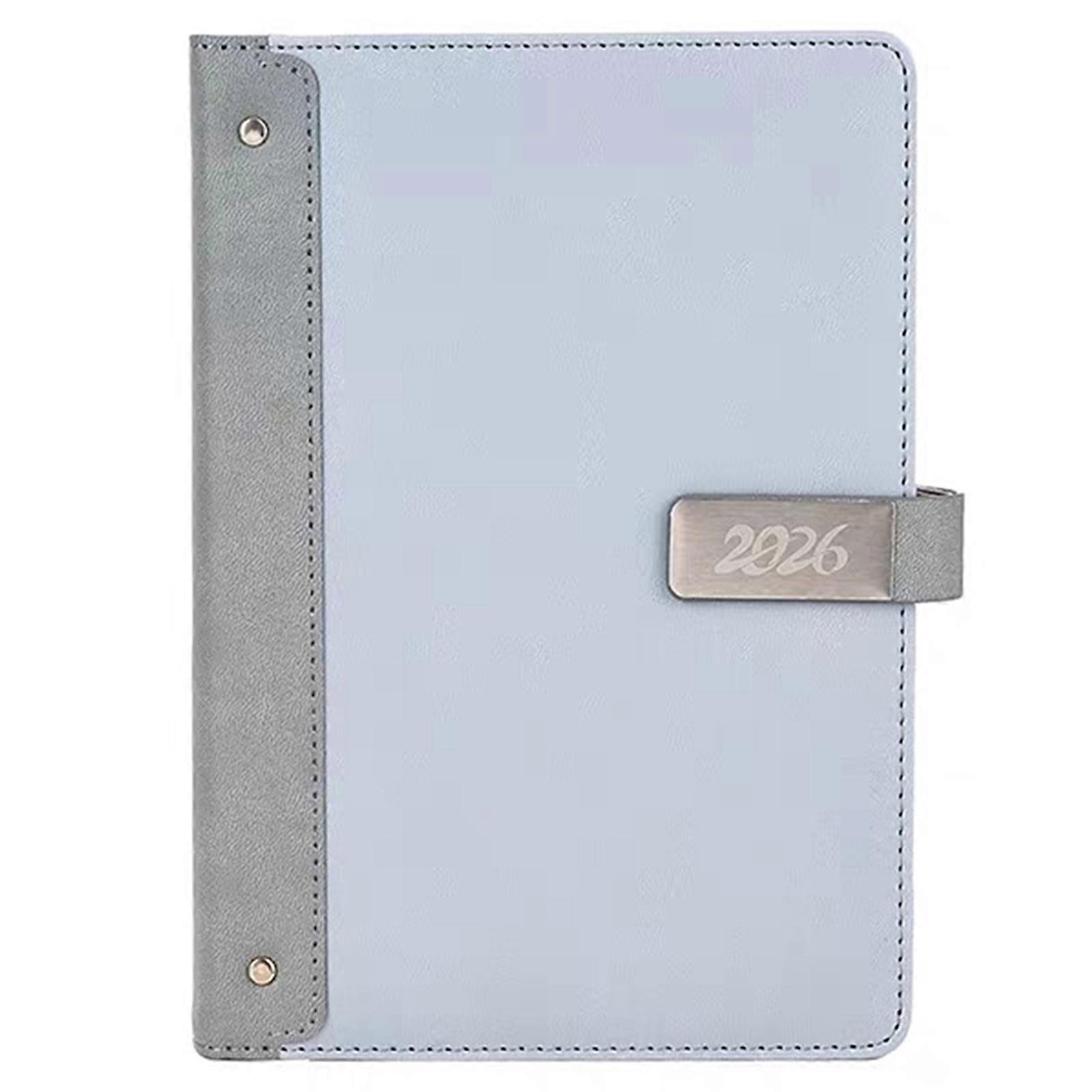 2026 Day Planner with Magnetic Closure Elastic Pen Slots Leather Academic Journal Notebook for Daily Scheduling Planning  Grey