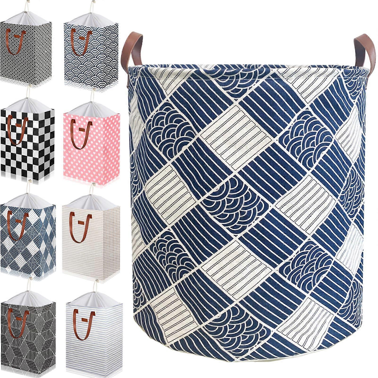 80L Waterproof Laundry Hamper with Leather Handles Collapsible Basket for Dorm, Nursery, Home Use