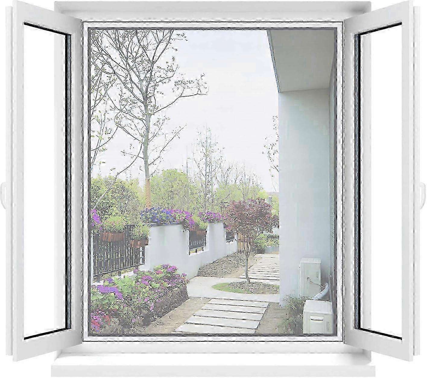 Magnetic Window Screen with Adjustable Size, Reinforced Edges for Enhanced Durability, Washable and Easy to Maintain (White, 130x150cm