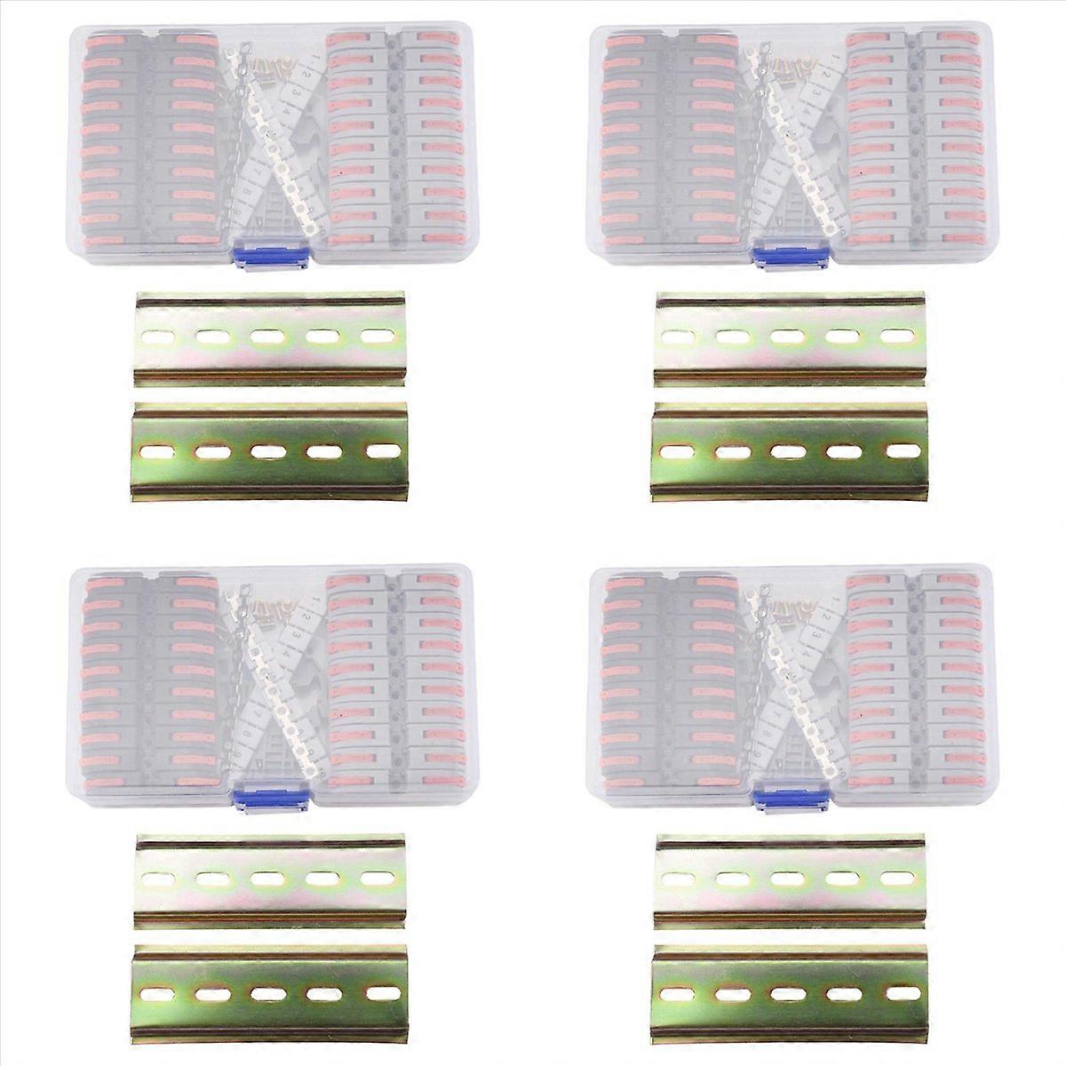 4X DIN Rail Terminal Blocks Kit, with Universal Compact Connectors, Connection Bar, Marker Strip, Sc