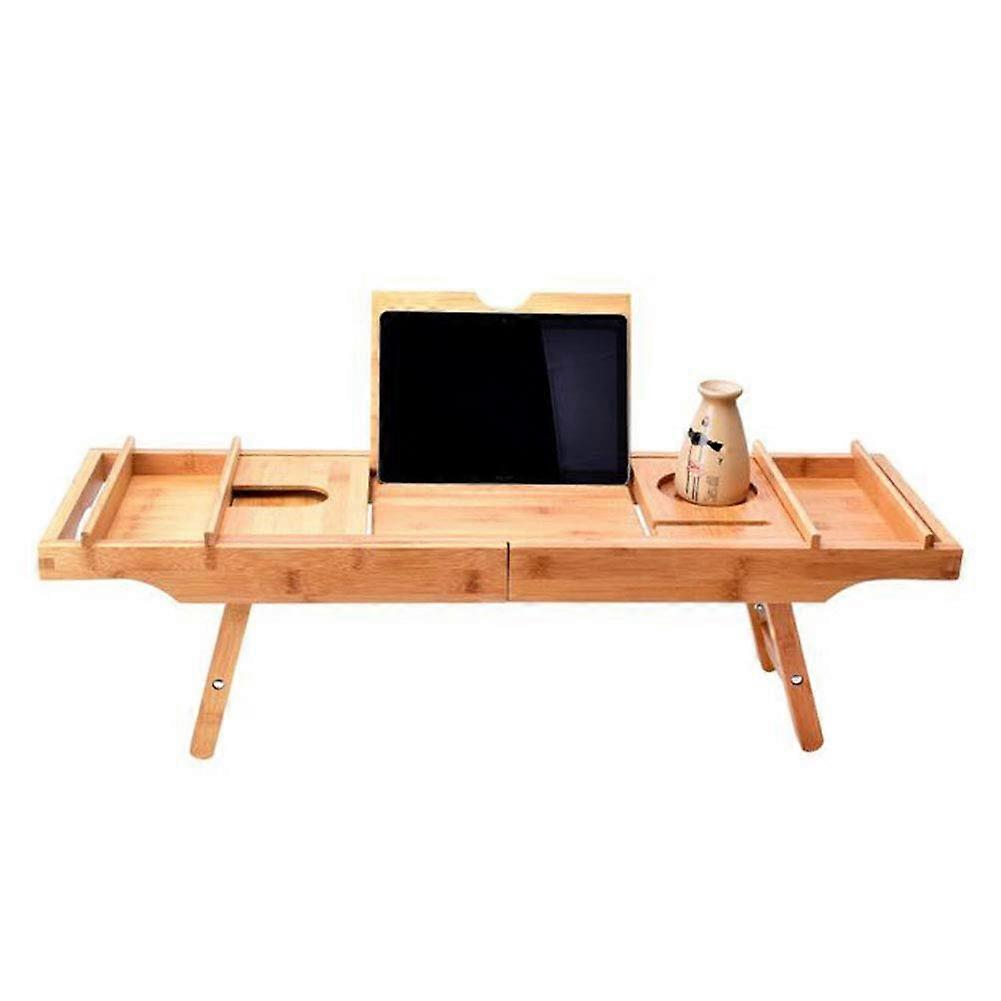 Bamboo Bath Tray Table with Laptop, Tablet, Phone and Wine Holder for Spa and Bed Use