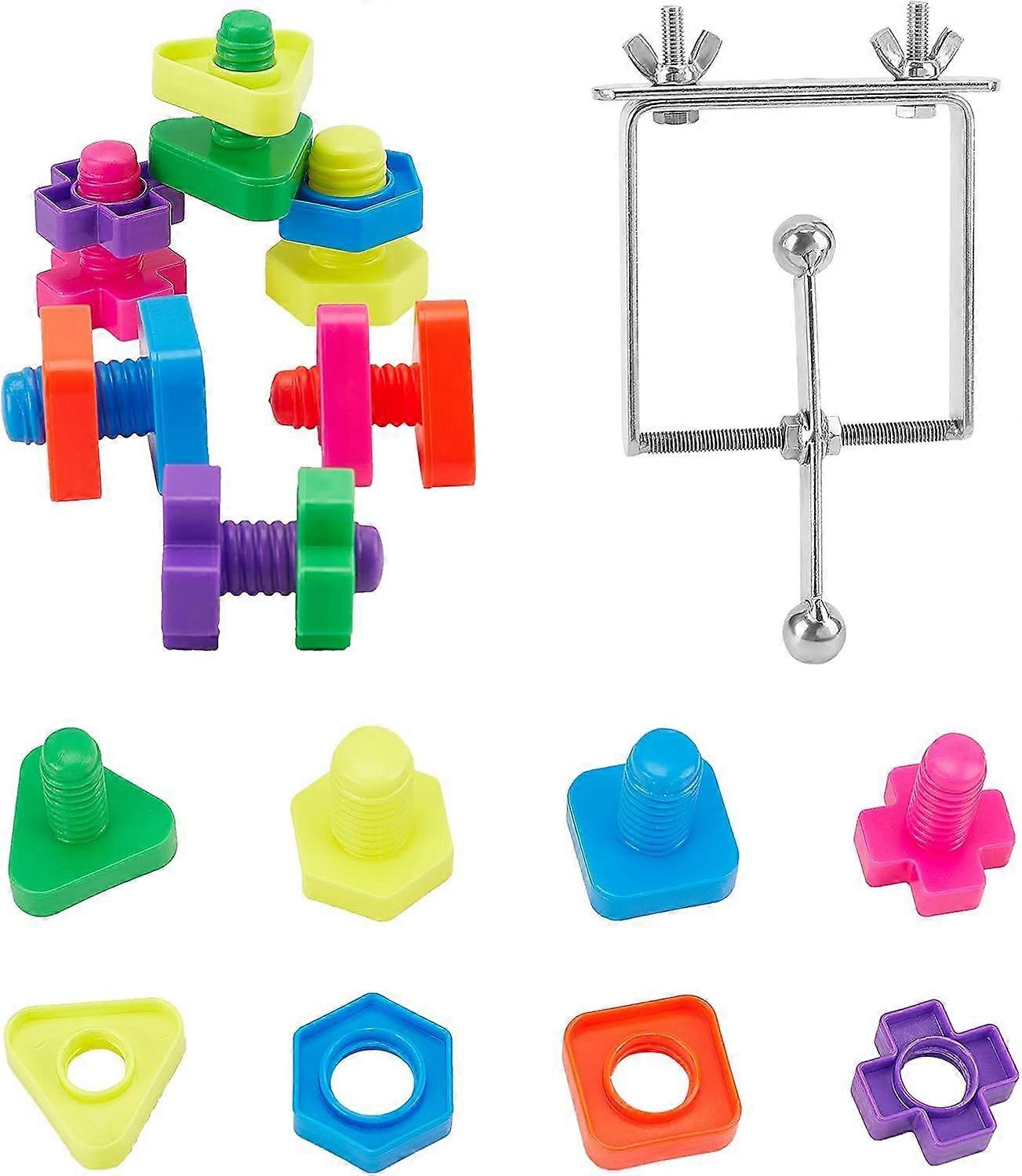 Spinner Bird Toy Stainless Steel Parrot Chew Toy with Plastic Building Block Bird Chew Toy Ultimate Brain Teaser and Mind Game for Medium to Extra Lar